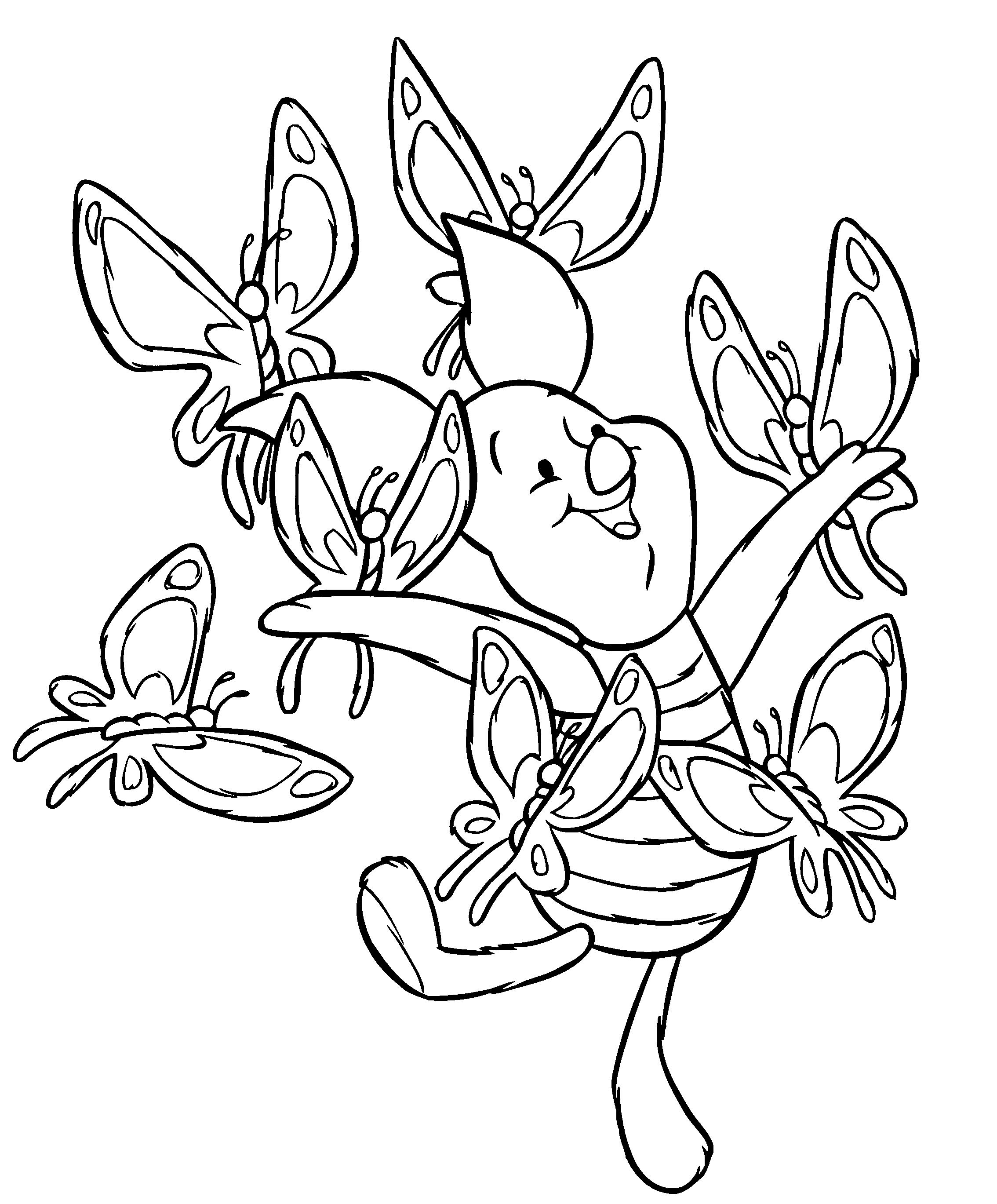 Piglet and the Butterflies Winnie the Pooh Coloring Pages