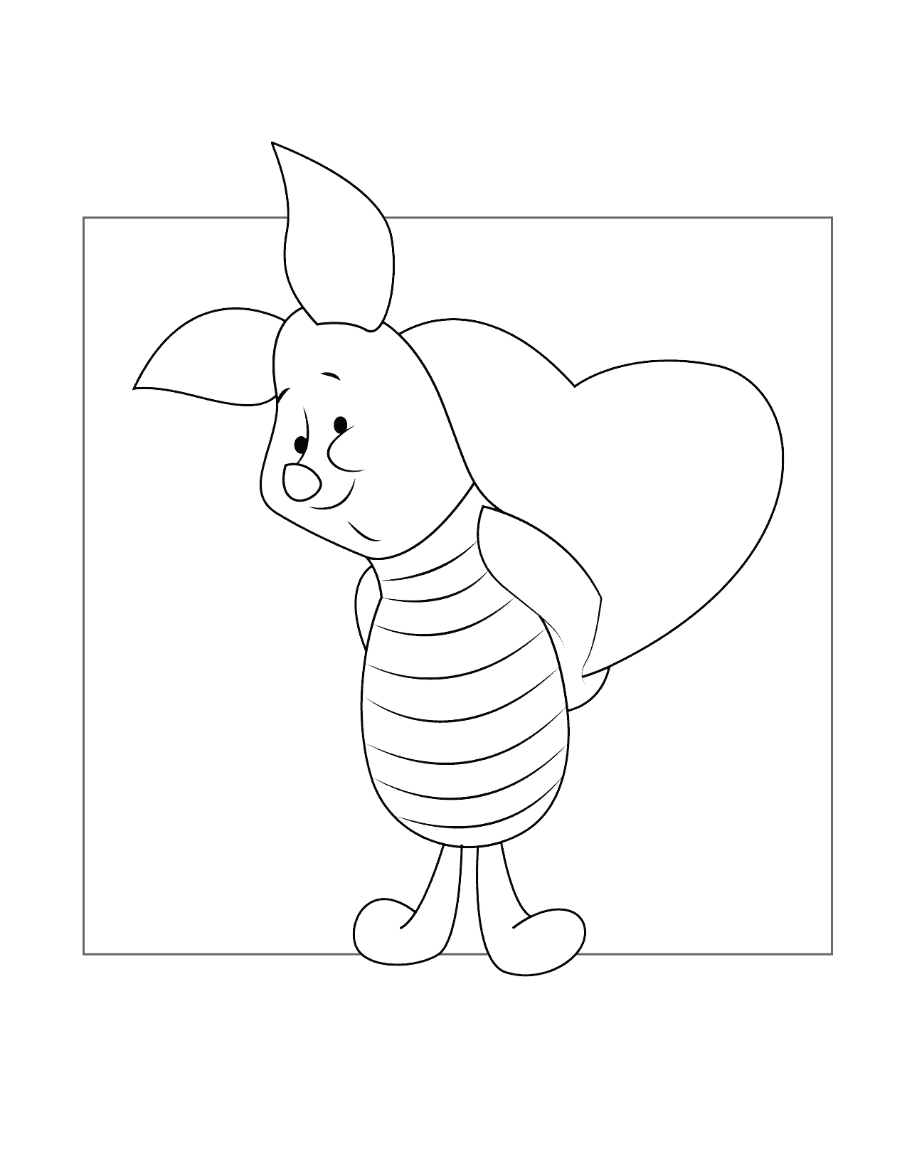 Piglet Has A Big Heart Coloring Page