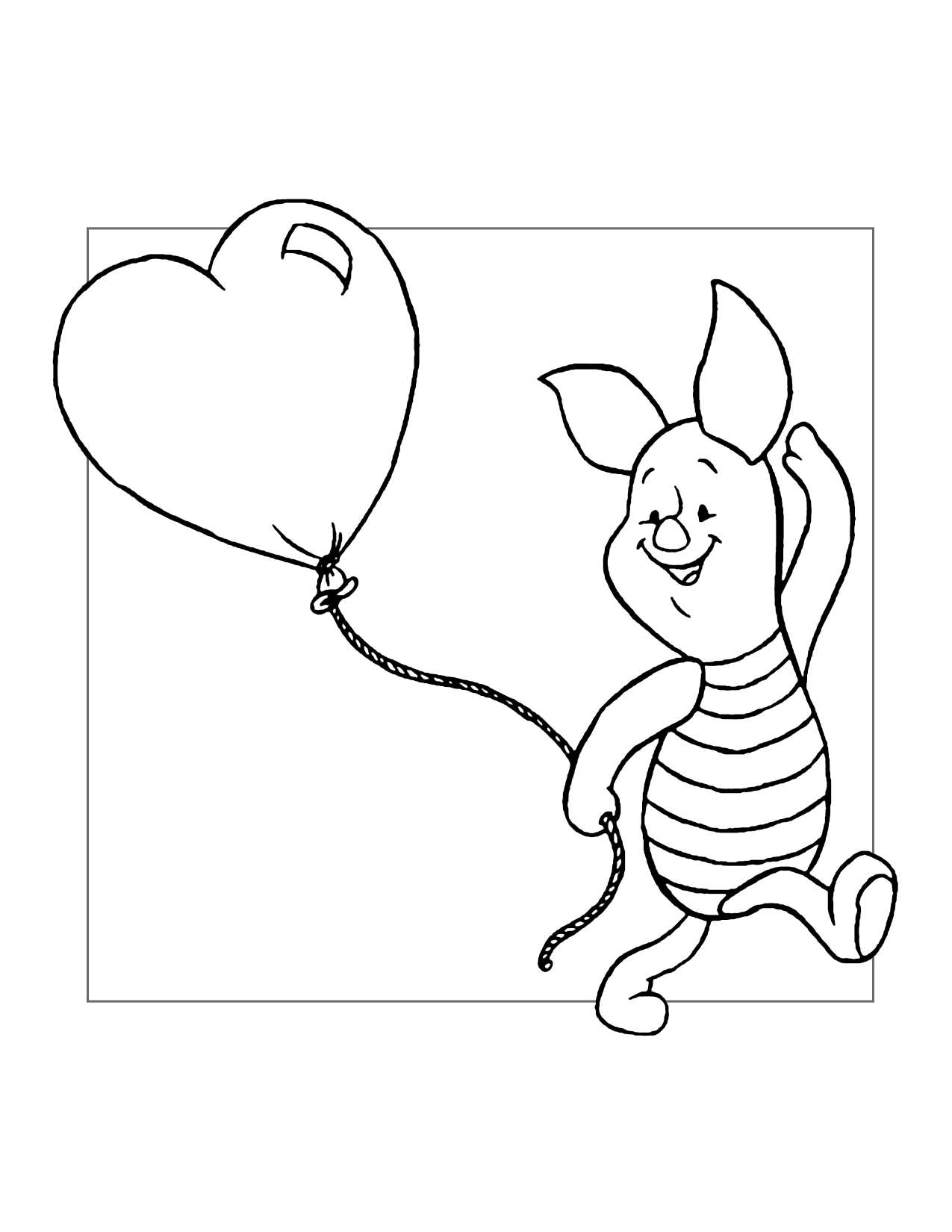 Piglets Got A Heart Coloring Page