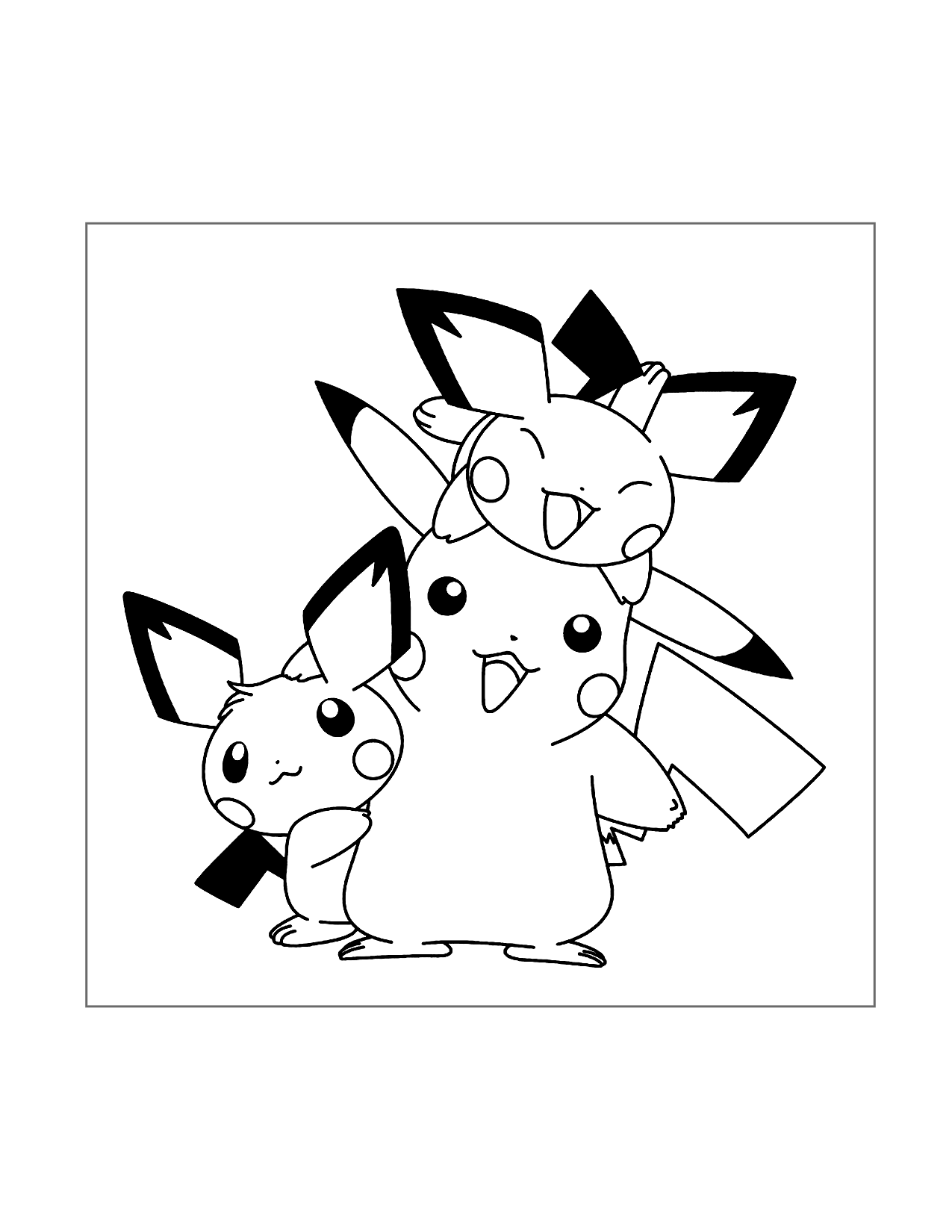 Pikachu And Babies Coloring Page