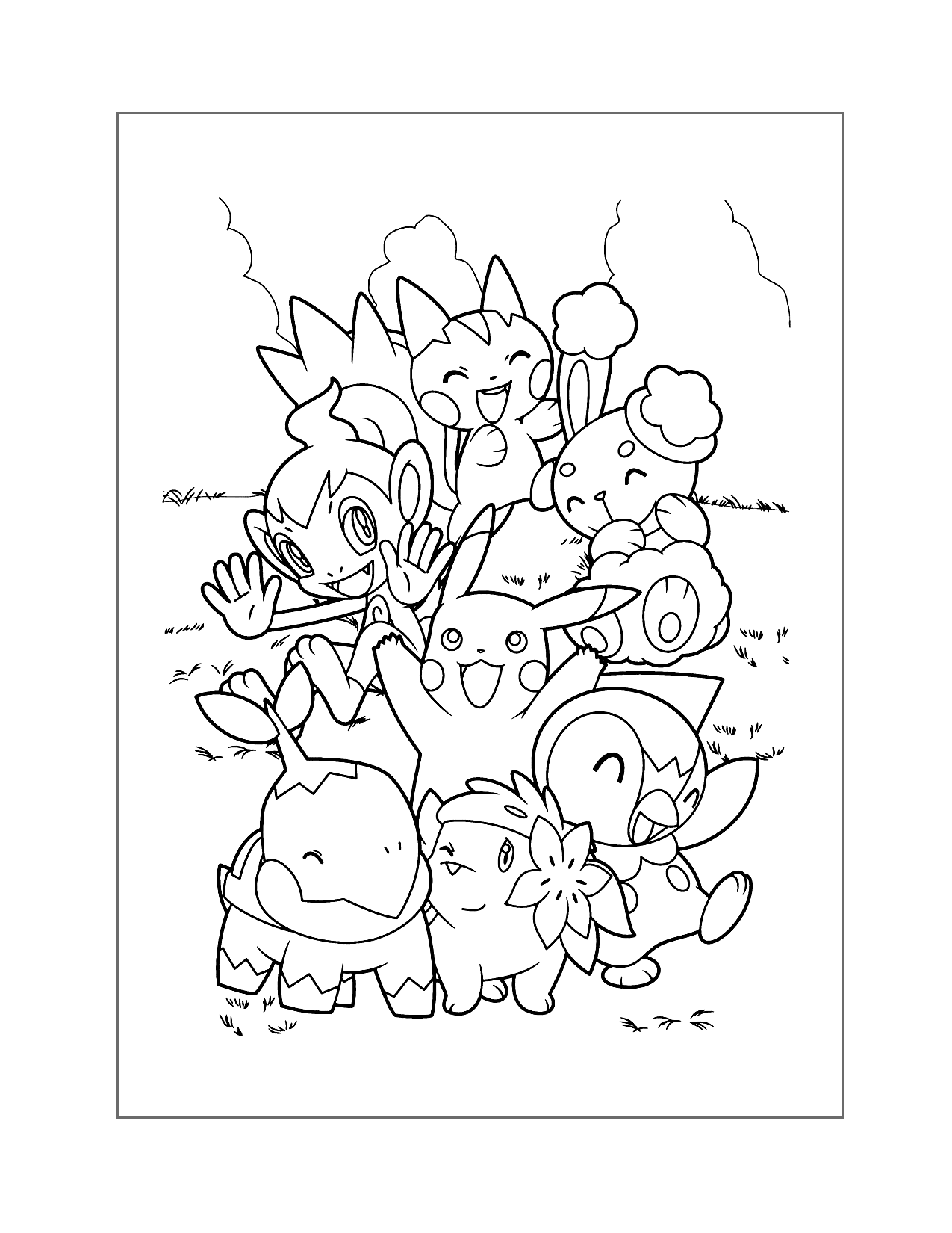 Pikachu And Friends Pokemon Coloring Pages