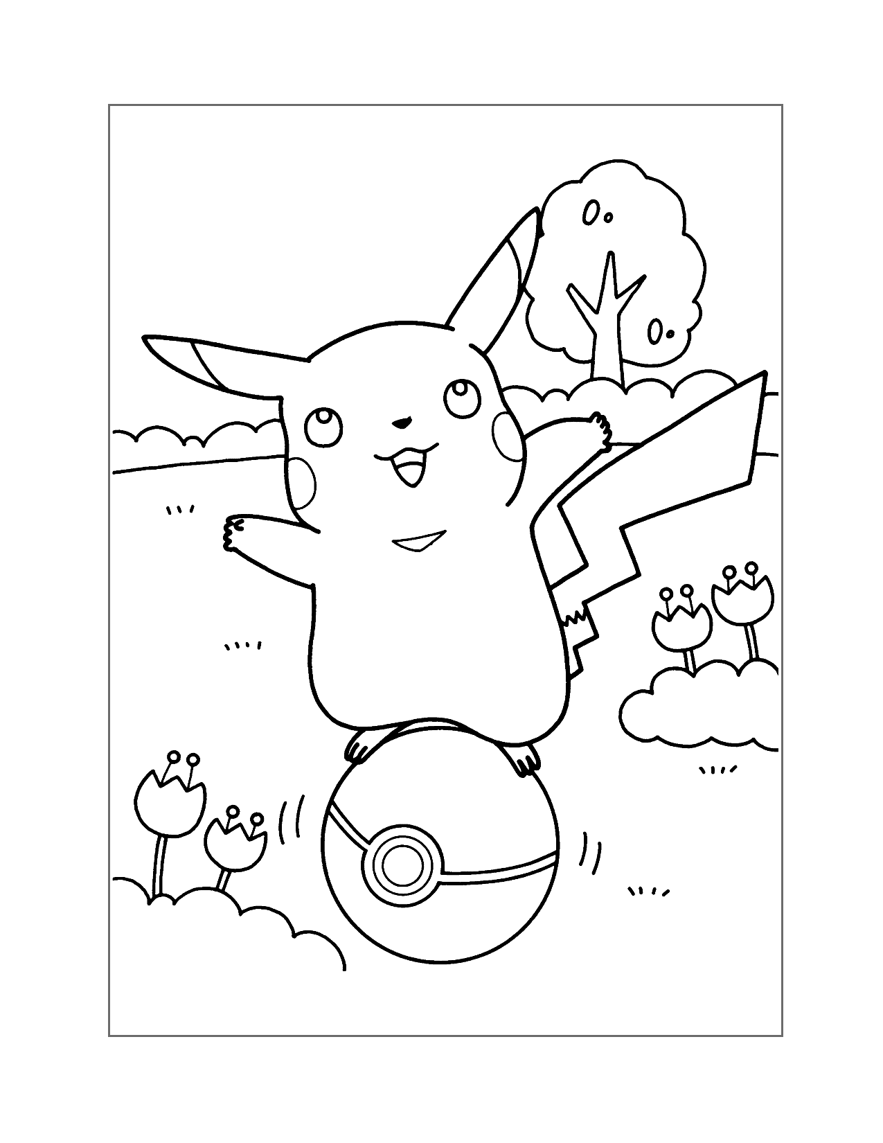 Pikachu And Pokeball Coloring Page