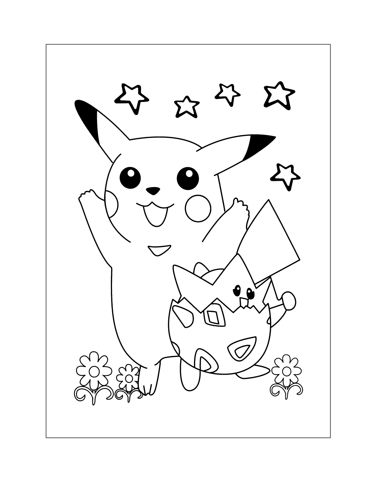Pikachu And Togepi Coloring Page