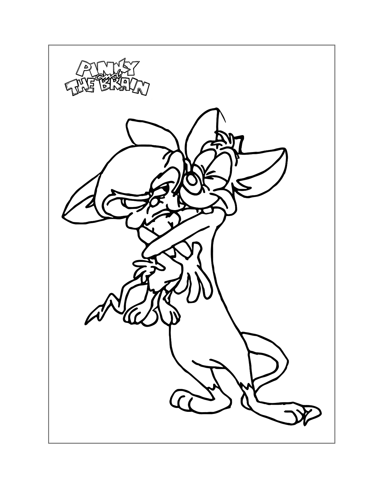 Pinky Hugging Brain Coloring Page