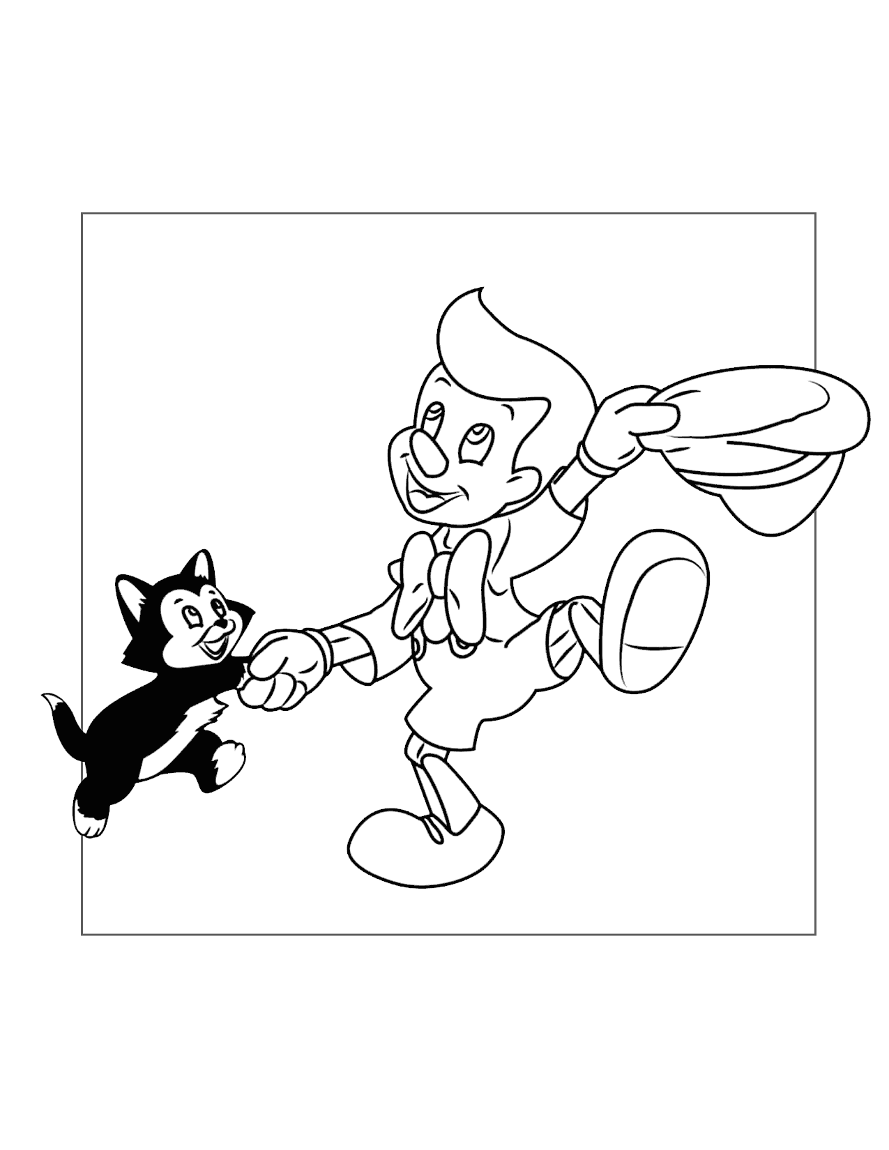 Pinocchio Dances With Figaro Coloring Page