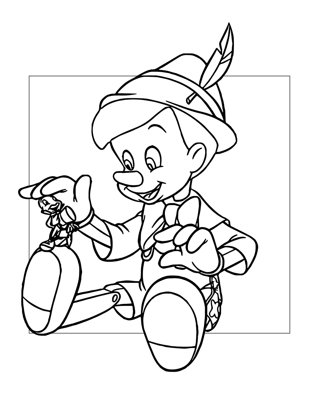 Pinocchio Likes Jiminy Coloring Page