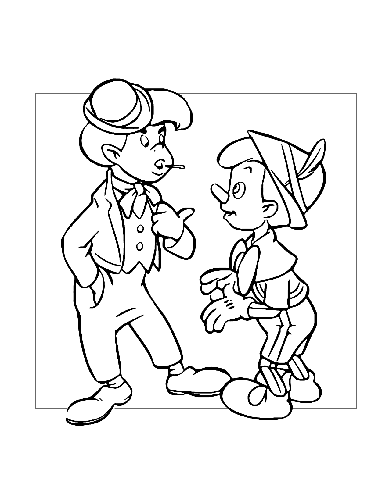 Pinocchio Meets Lampwick Coloring Page