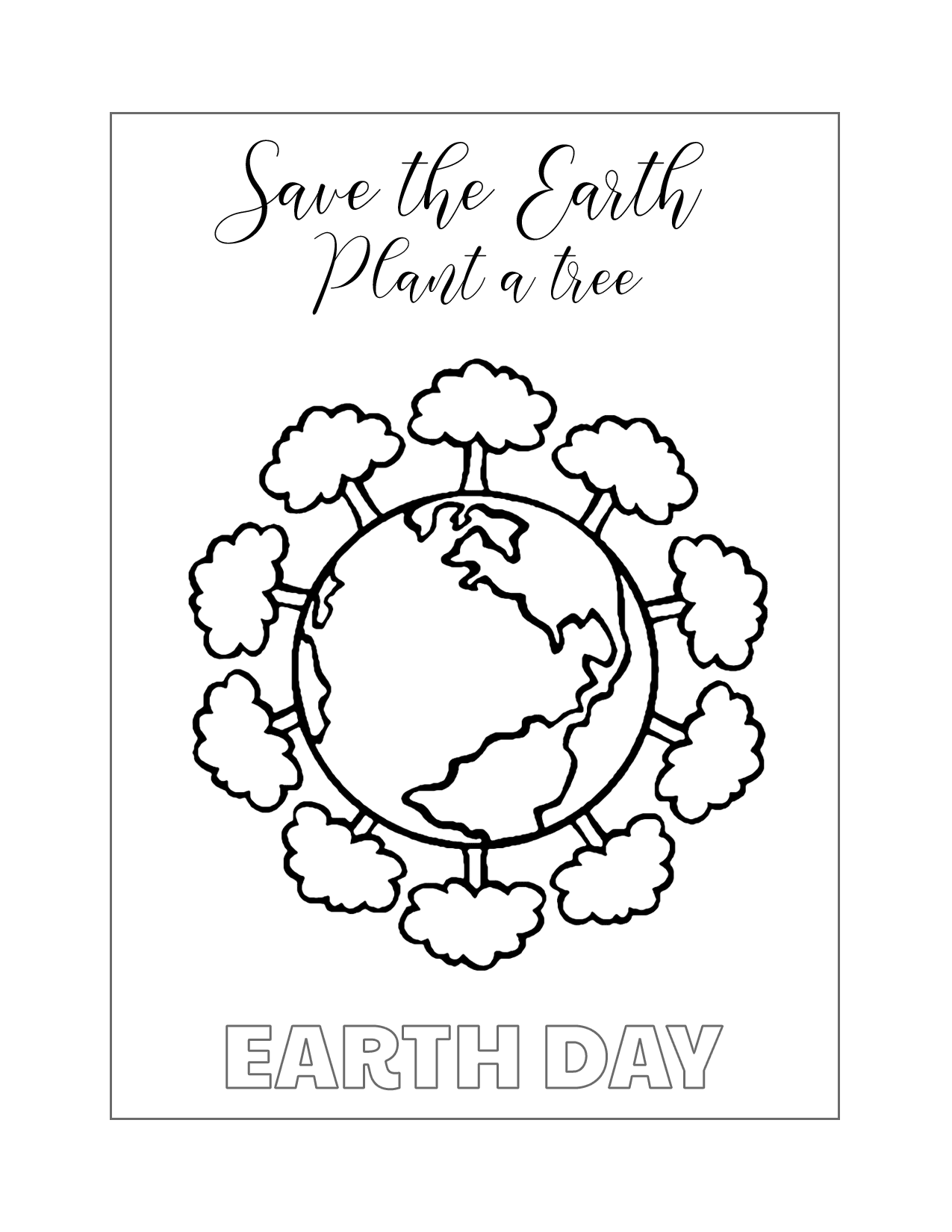 Plant A Tree Earth Day Coloring Page