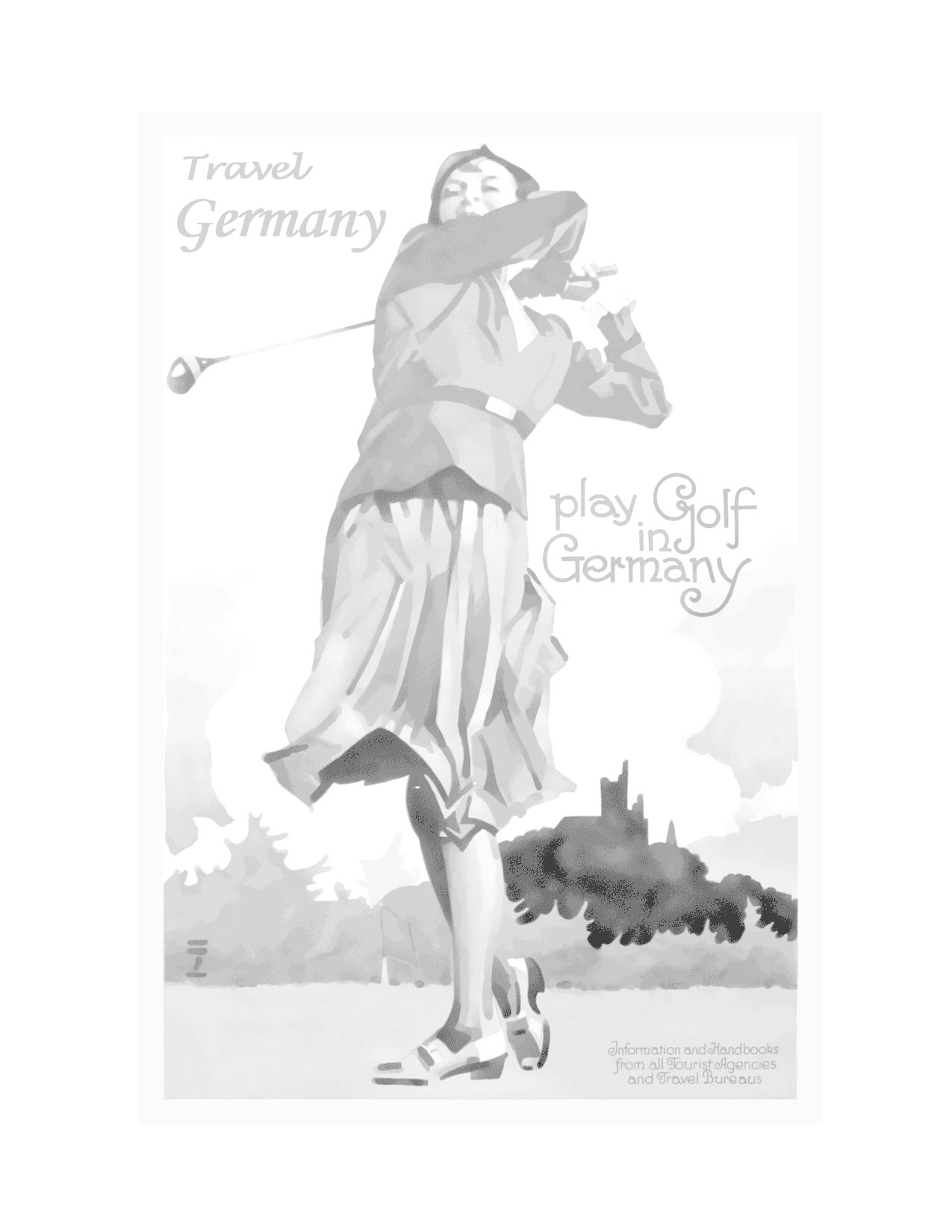 Play Golf In Germany Watercolor Tracing Page