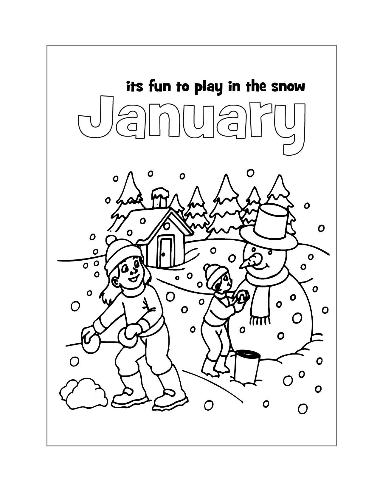 Play In The Snow In January Coloring Page
