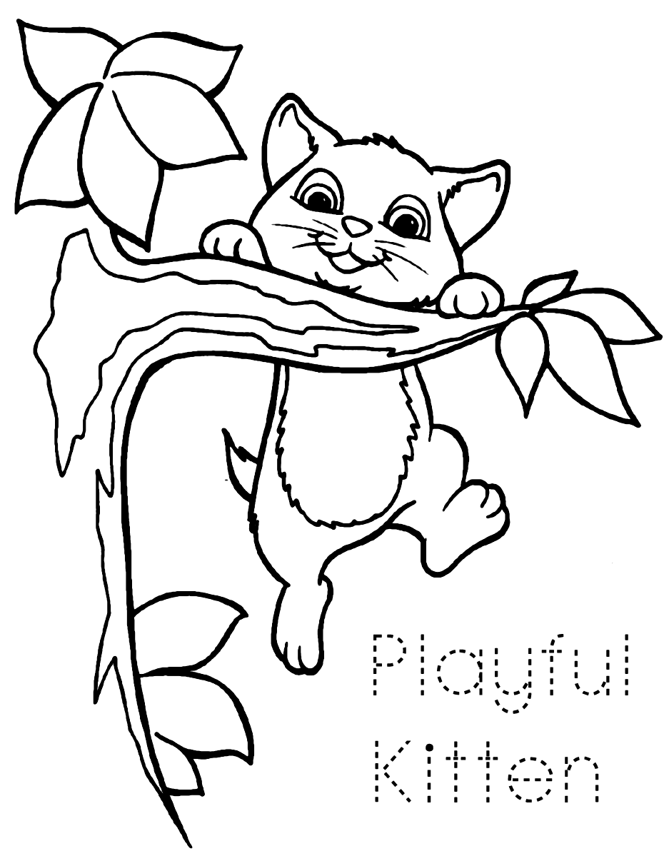 Playful Baby Kitten Coloring Page