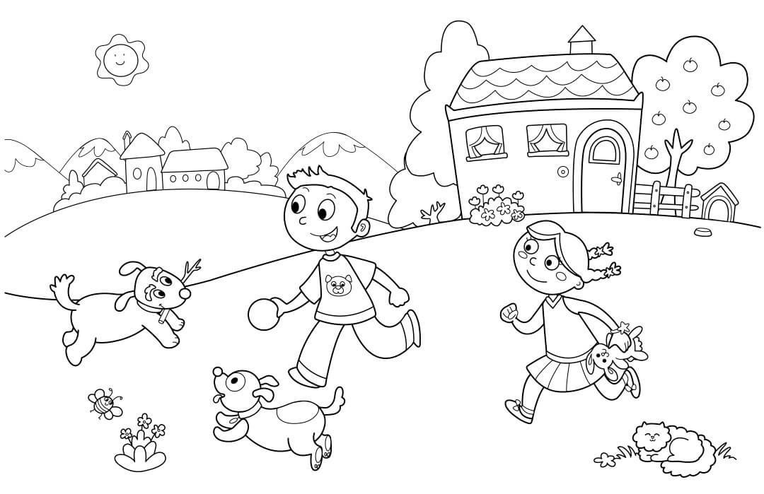 Playing In Summer Coloring Pages