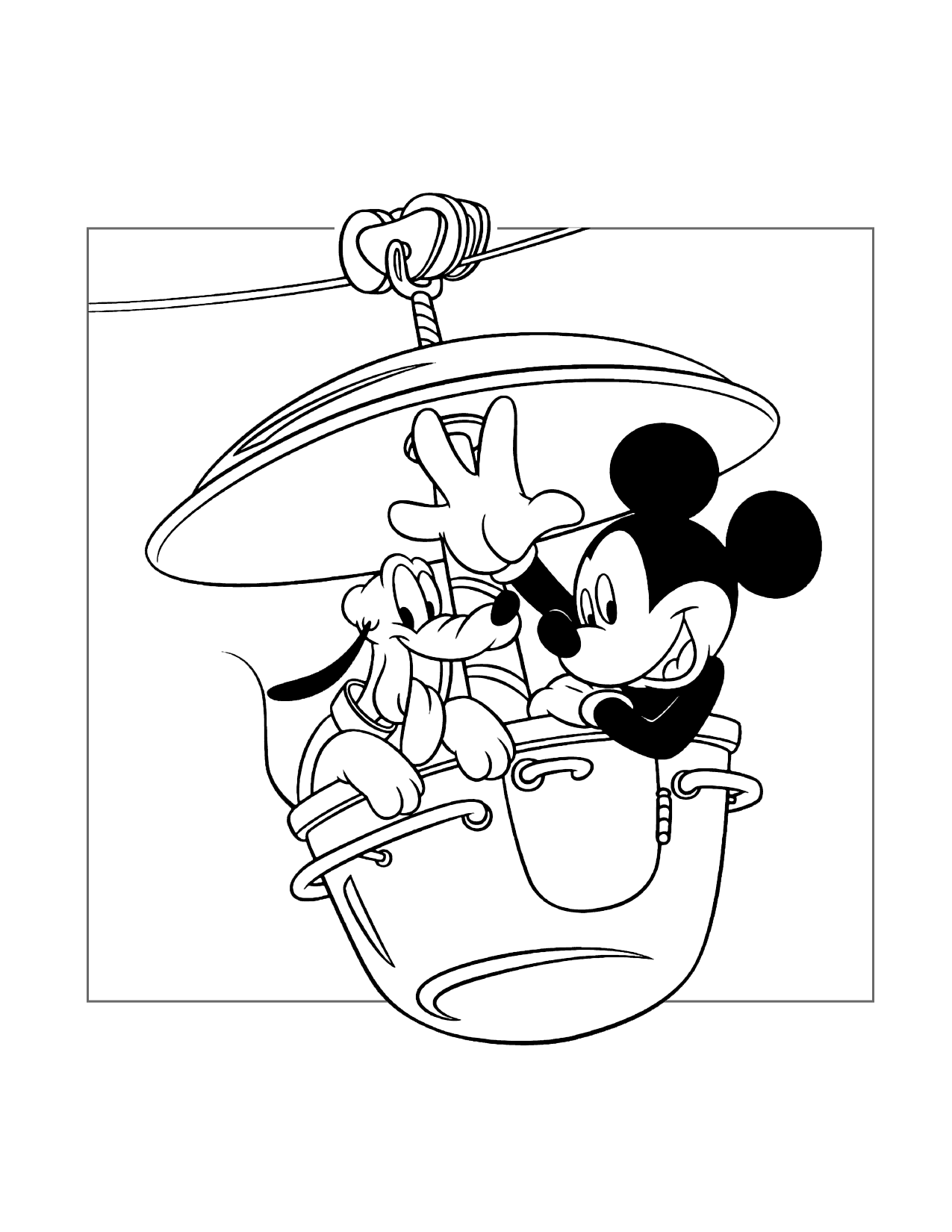 Pluto And Mickey At Disneyland Coloring Page
