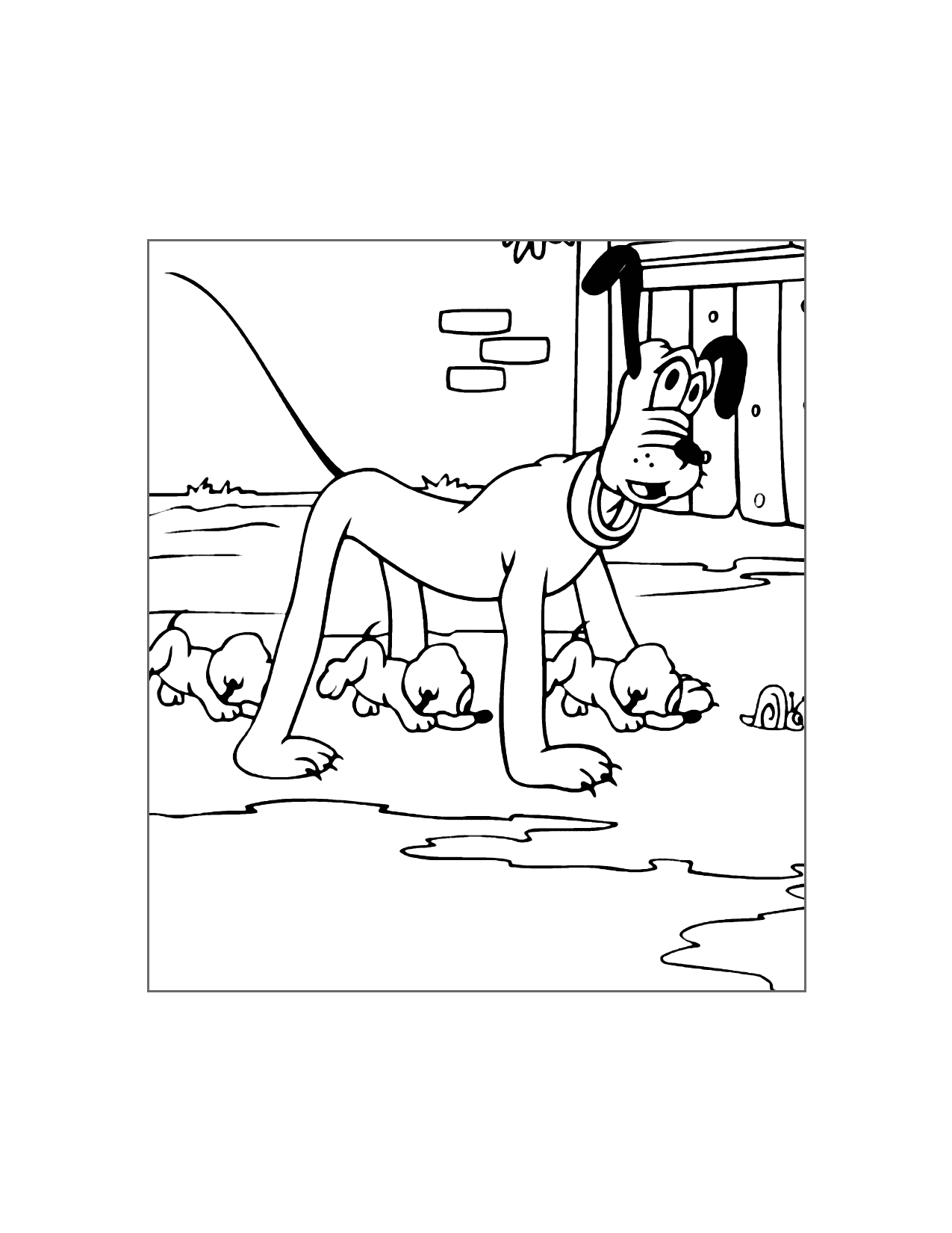 Pluto And Puppies Coloring Page