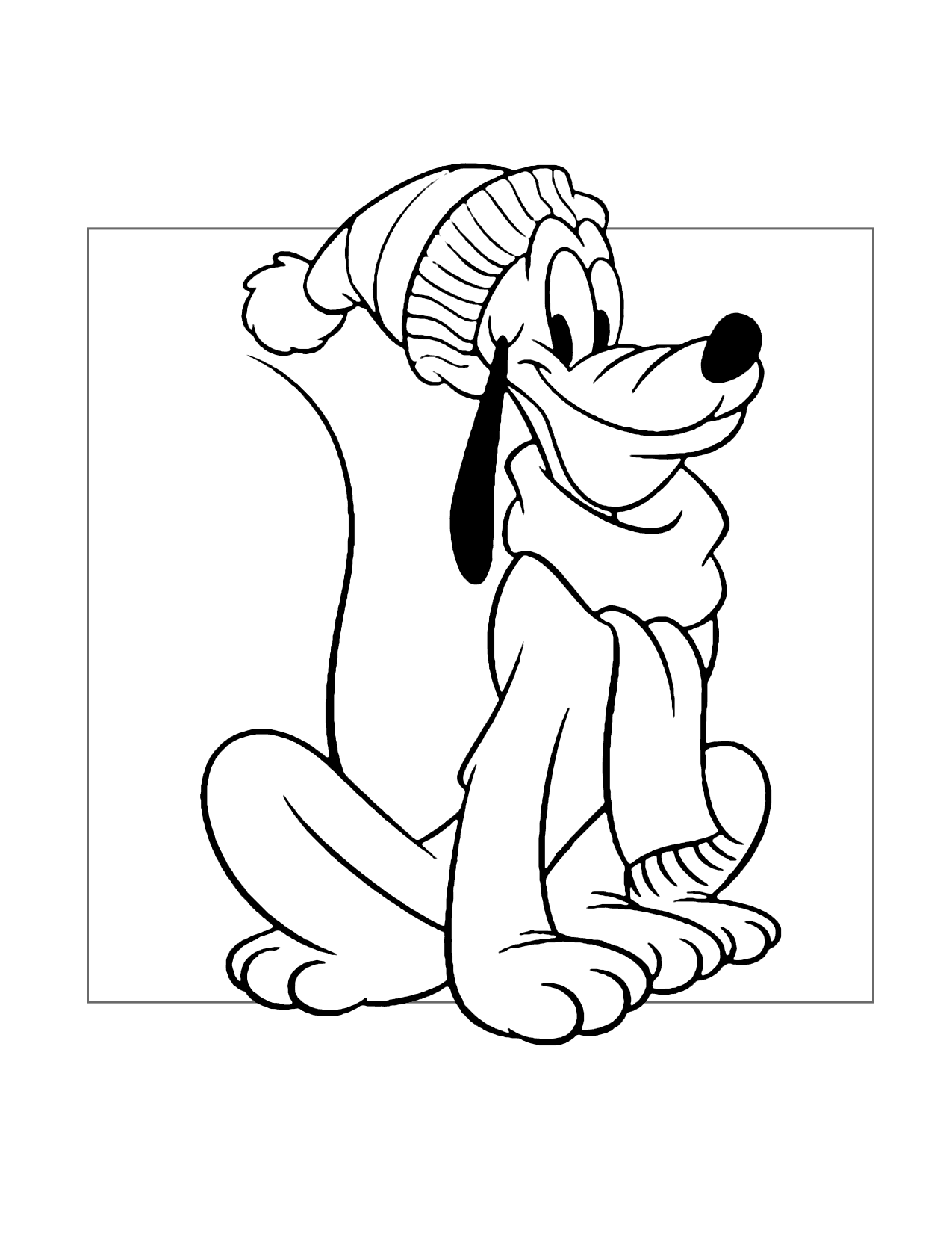 Pluto Is Dressed For Winter Coloring Page