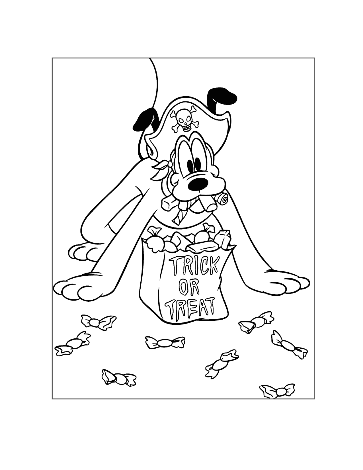 Pluto Is Trick Or Treating Coloring Page