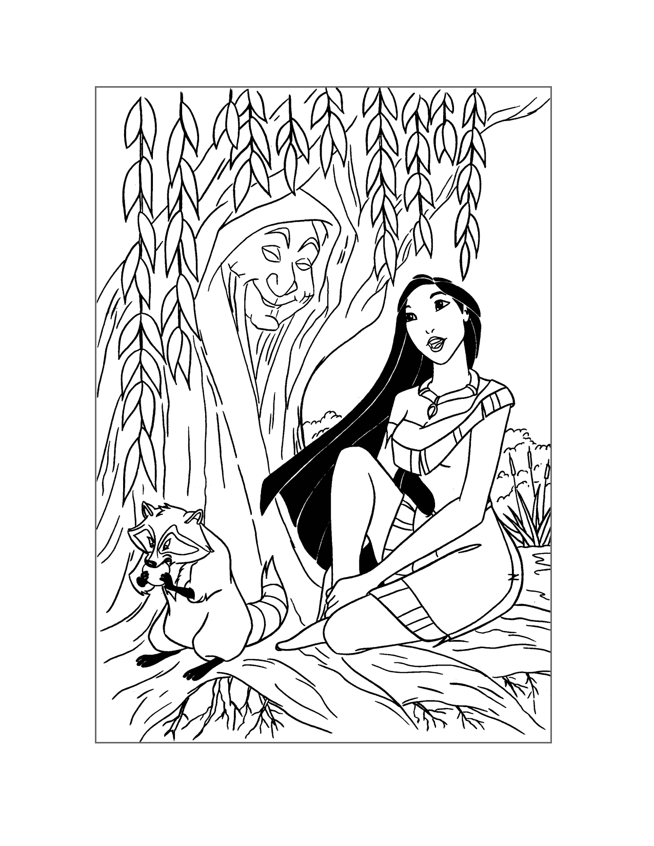 Pocahontas And Grandmother Willow Coloring Page