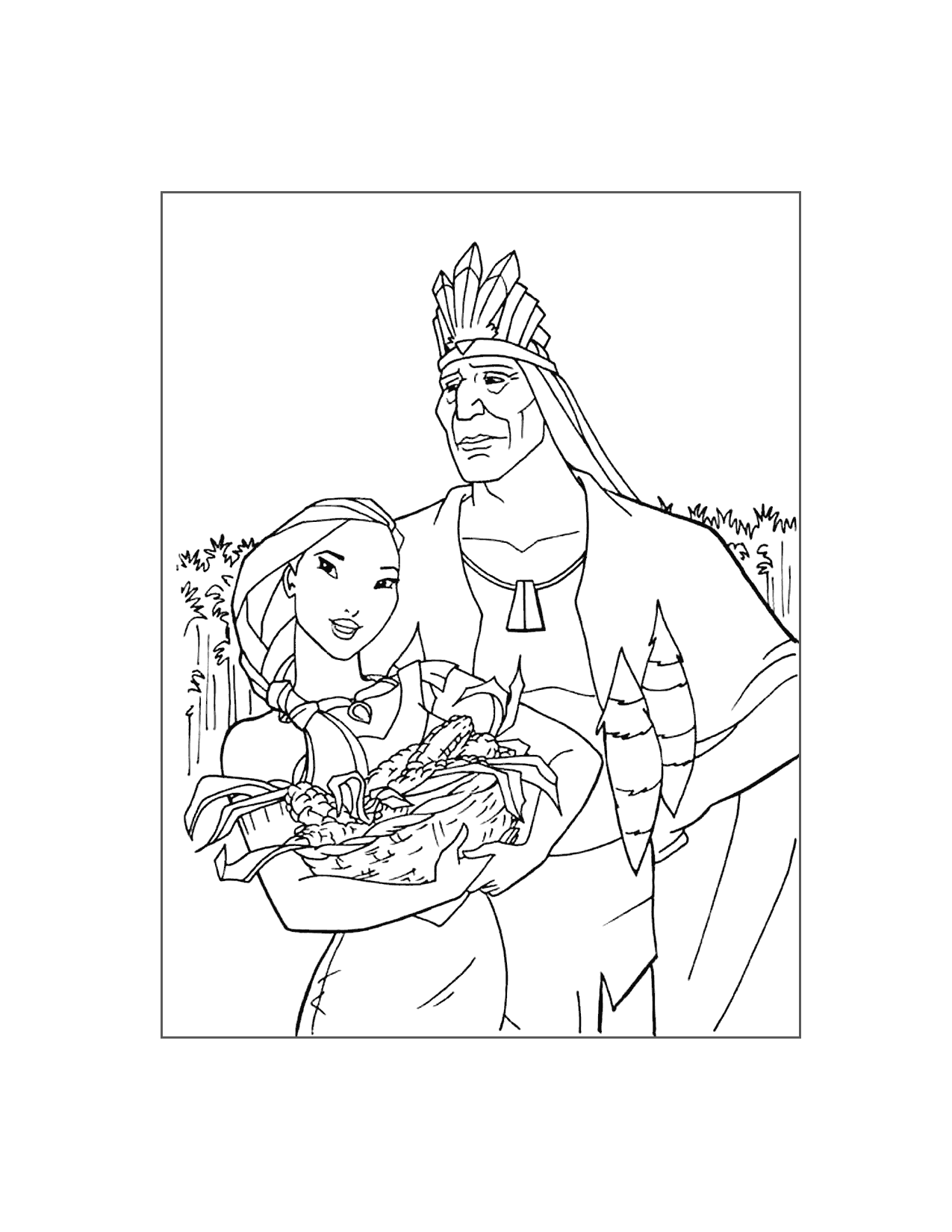 Pocahontas And Her Father Coloring Page