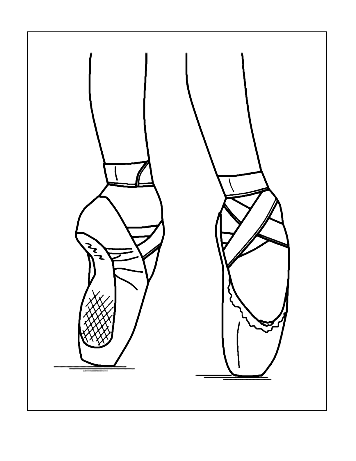 Point Ballet Shoes Colroing Page