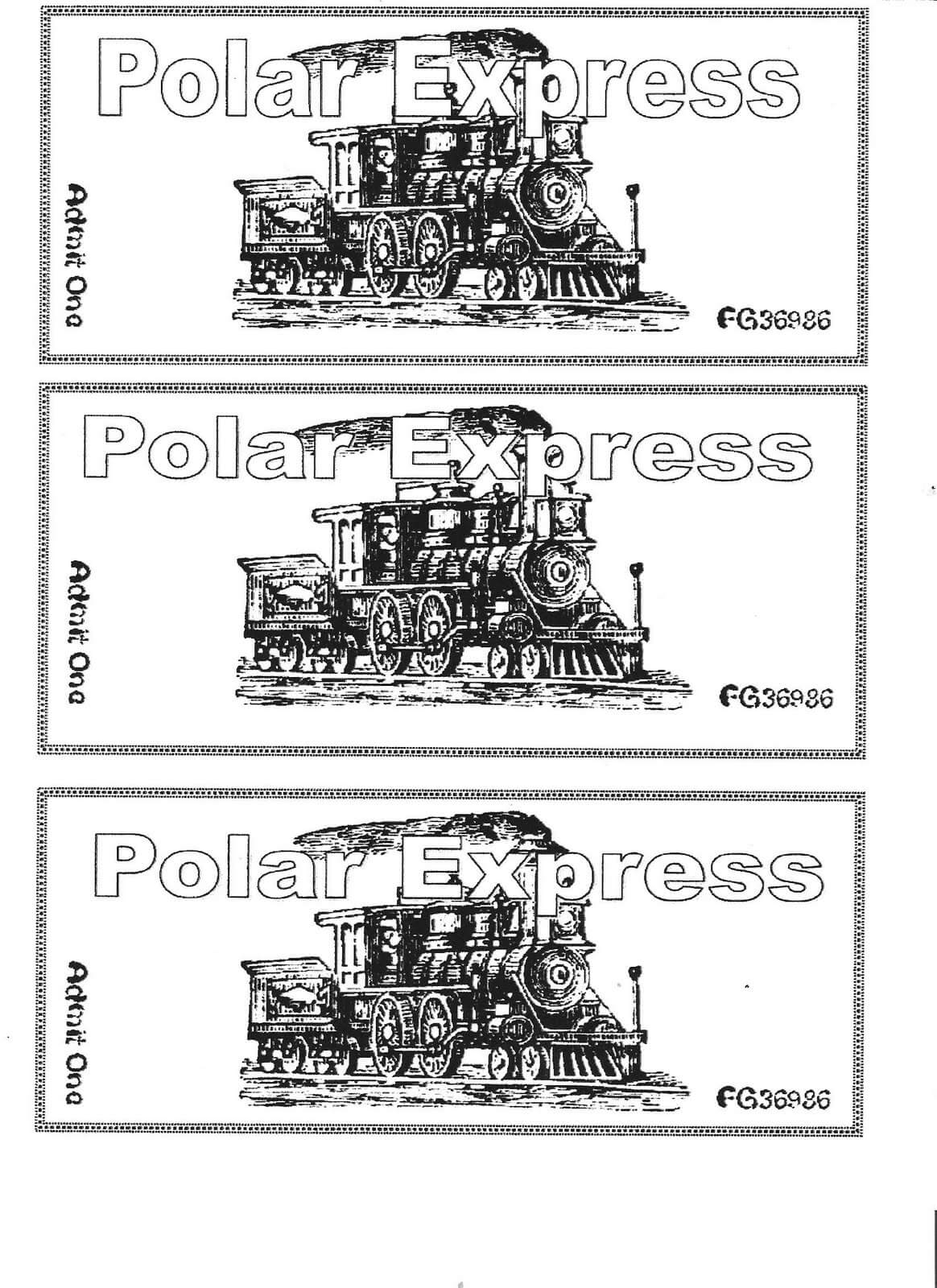 Polar Express Coloring Page Tickets Cutout