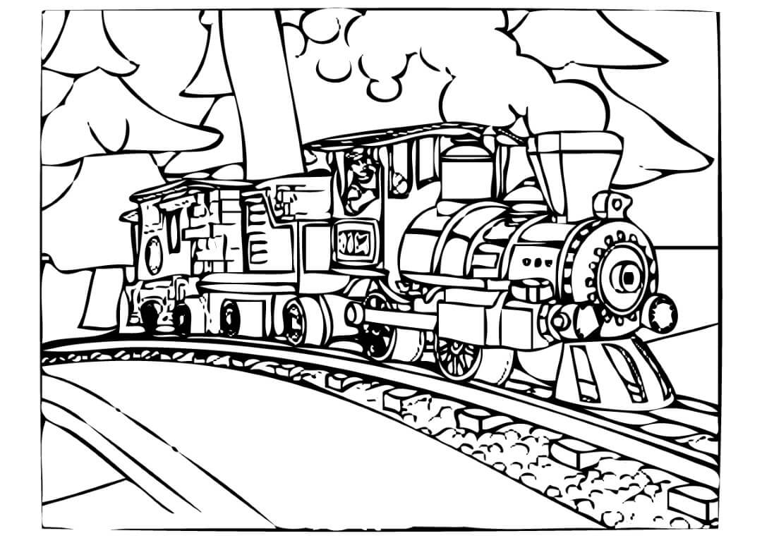 Polar Express Winter Scene Coloring Page