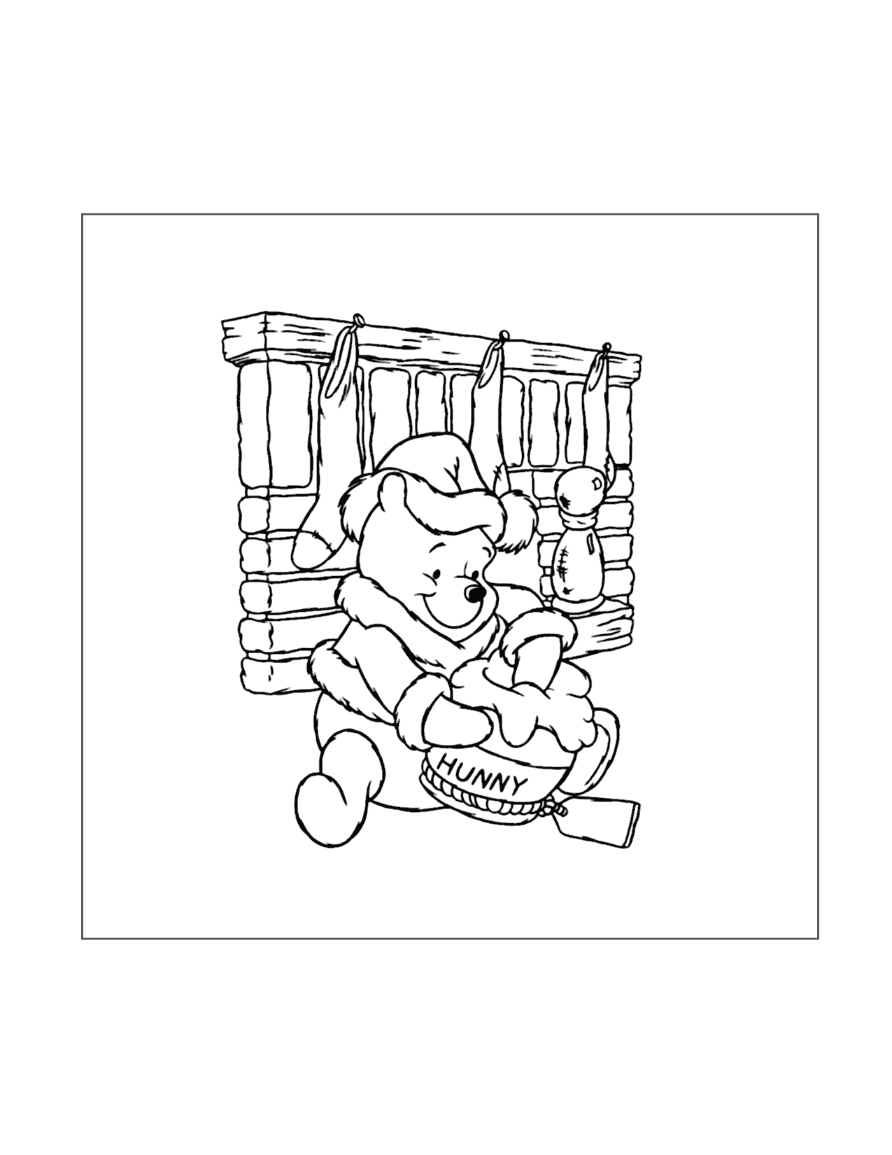 Pooh Bear Hunny For Christmas Coloring Page