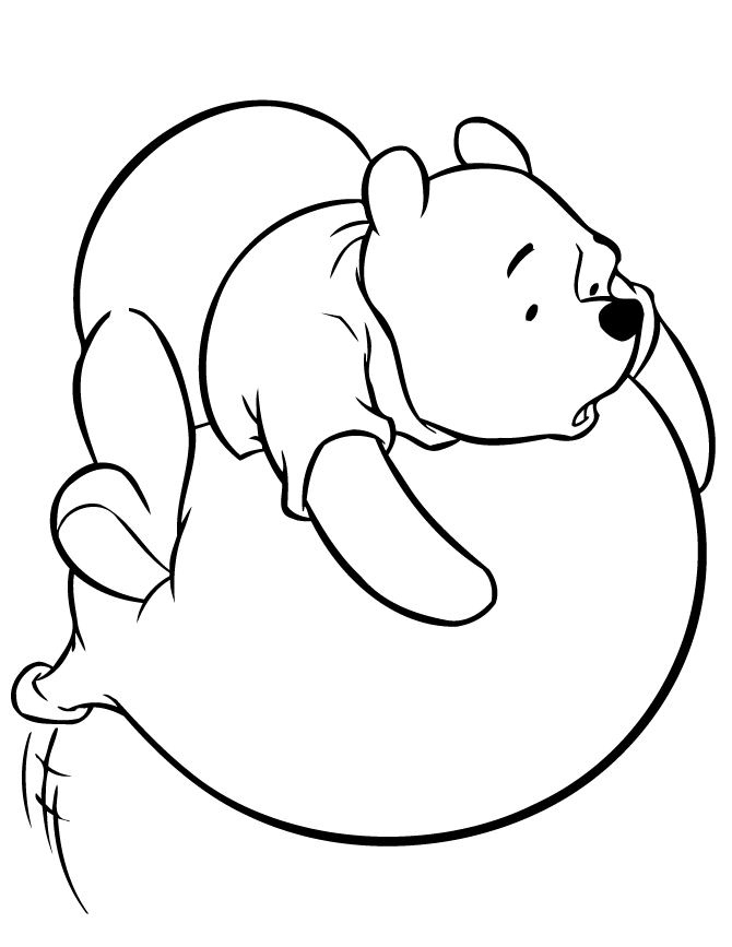 Pooh Rides A Balloon Coloring Page
