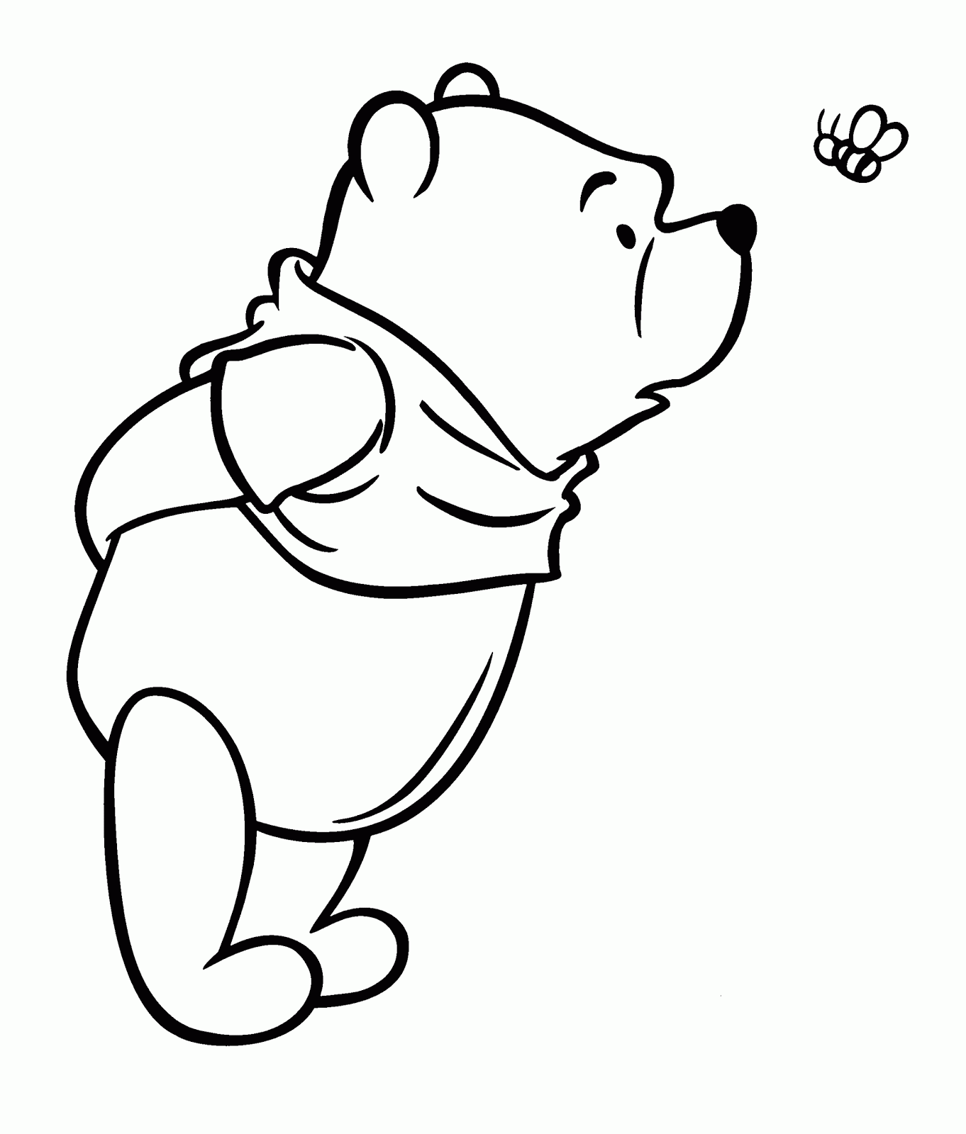 Pooh Sees a Bee Coloring Page