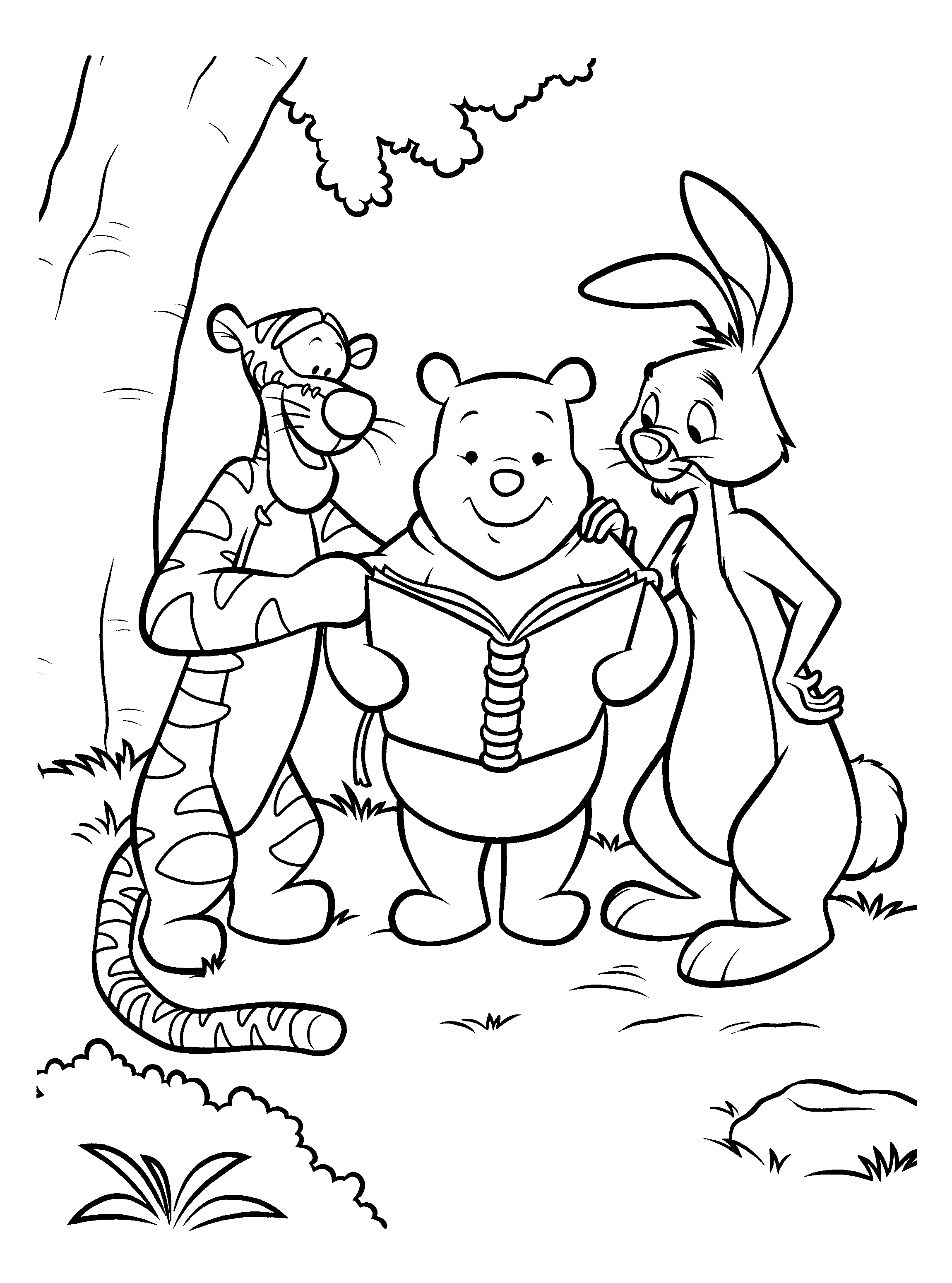 Pooh Tigger and Rabbit Coloring Pages