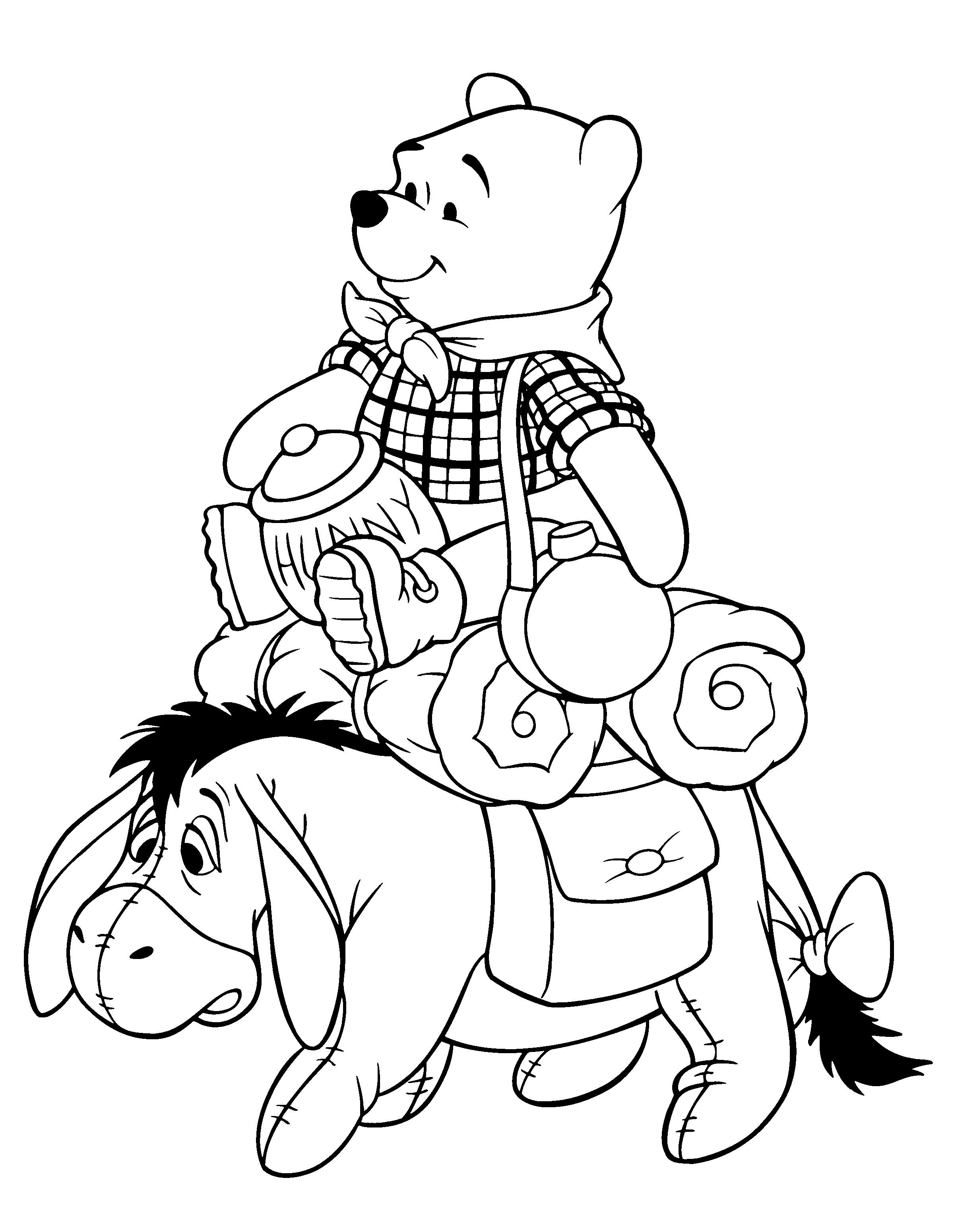 Pooh Travels With Eeyore Coloring Page