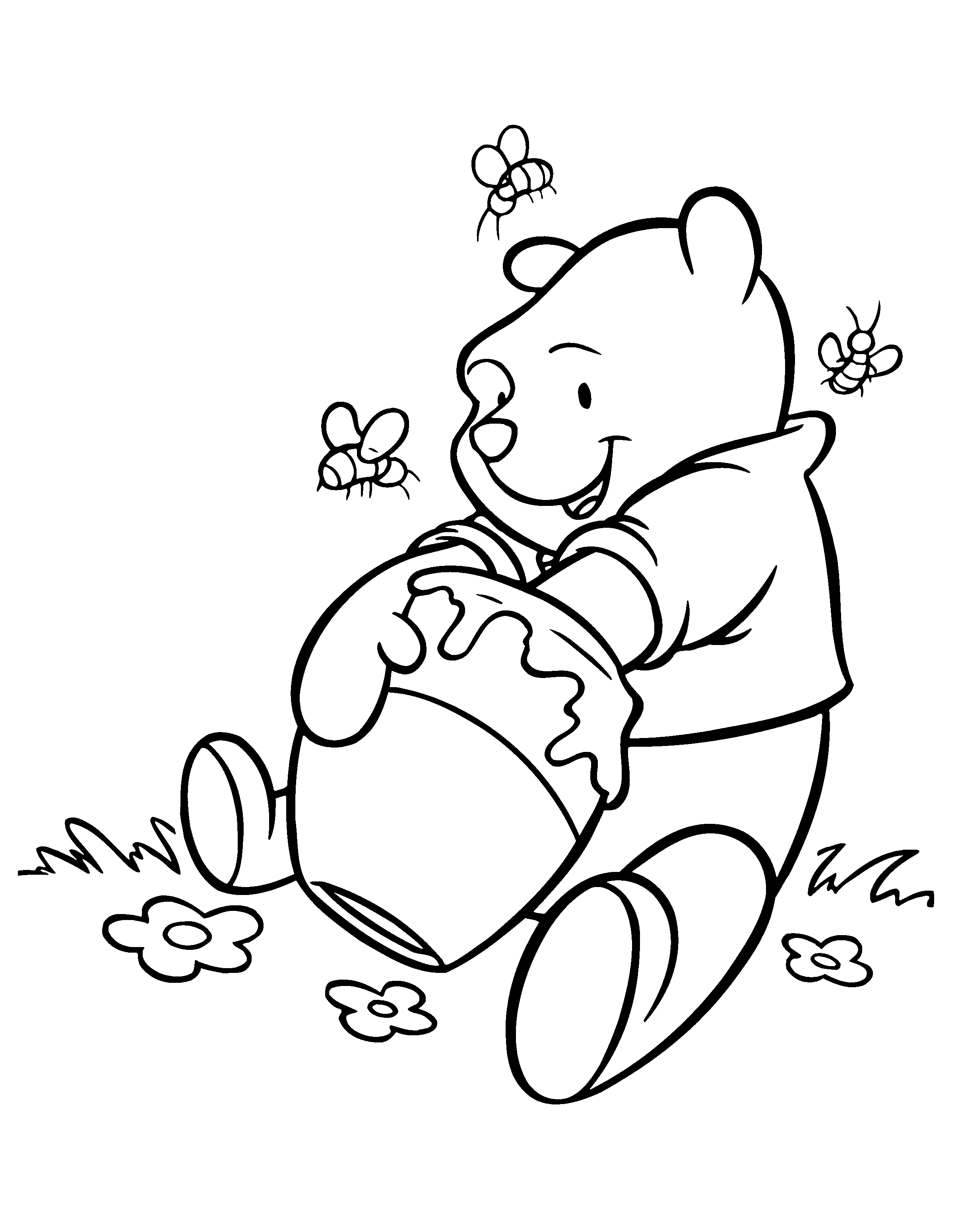 Pooh and His Honey Coloring Page