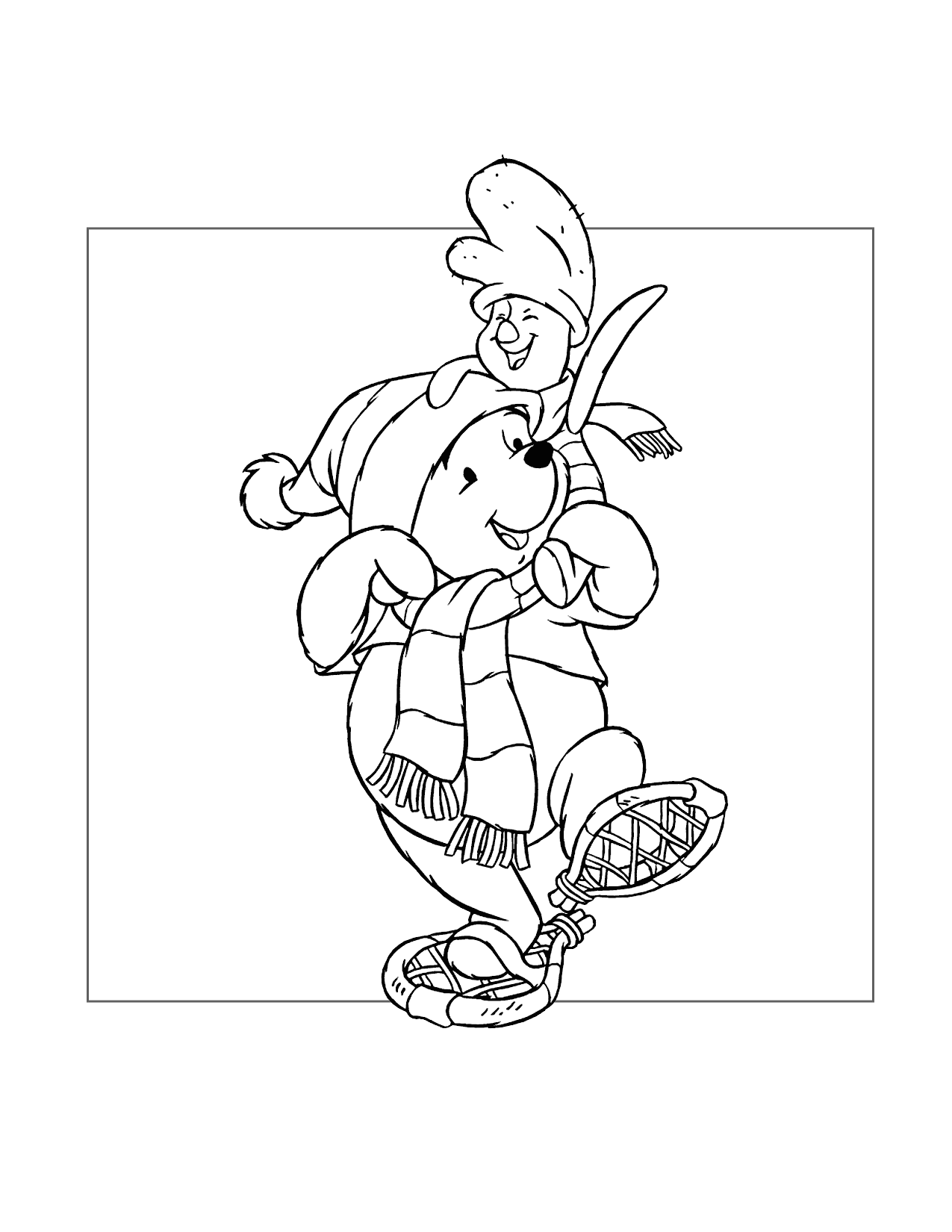 Pooh And Piglet In The Snow Coloring Page