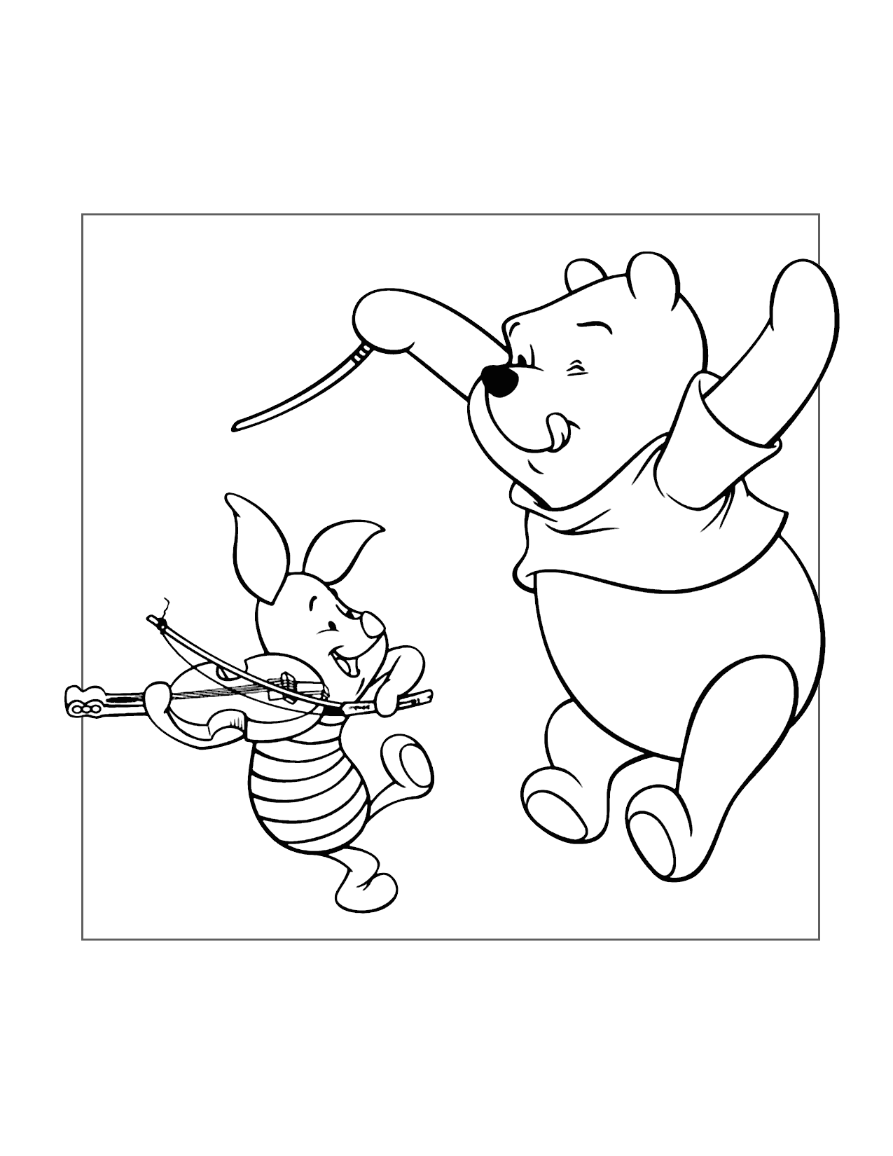 Pooh And Piglet Make Music Coloring Page