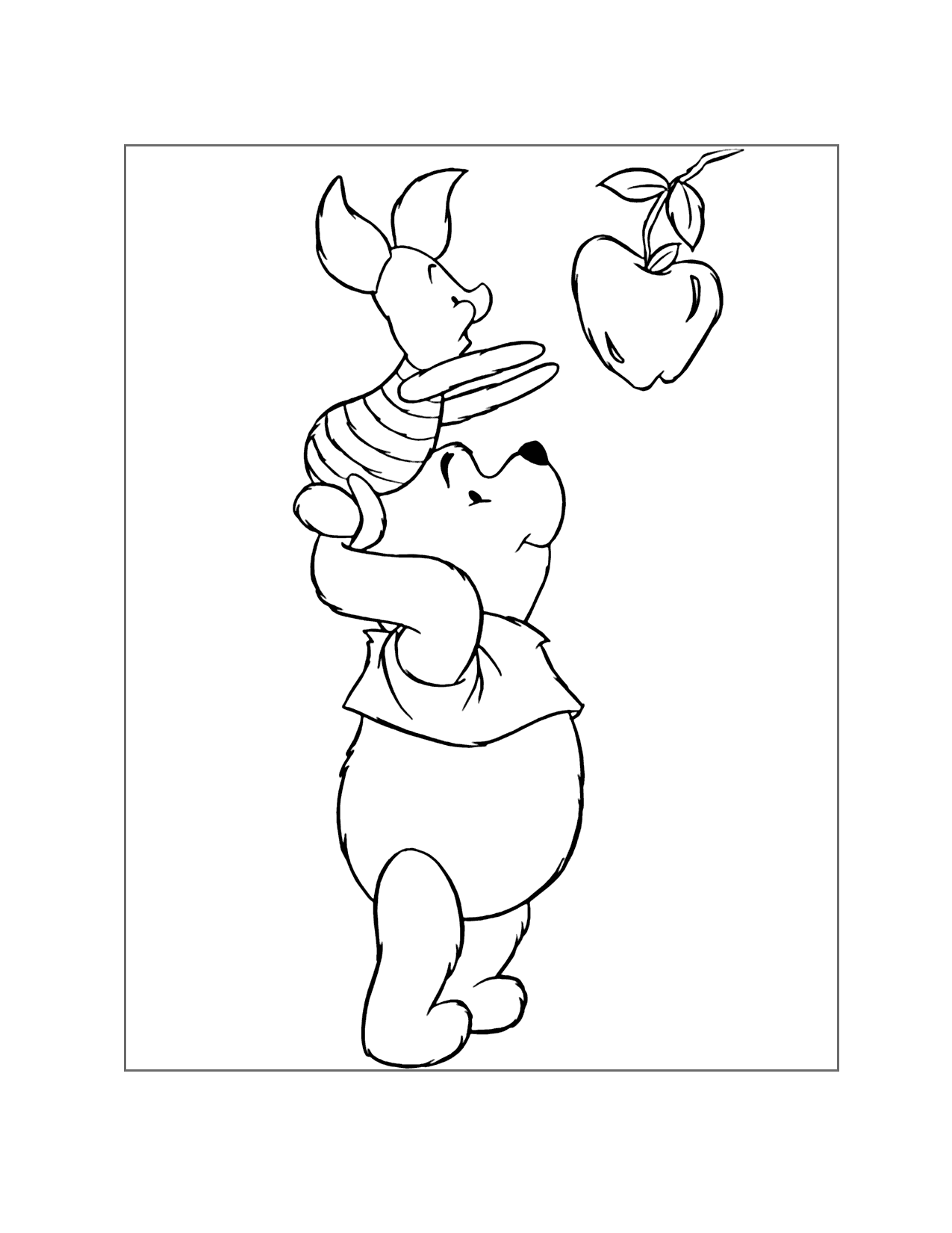 Pooh And Piglet Pick Apples Coloring Page