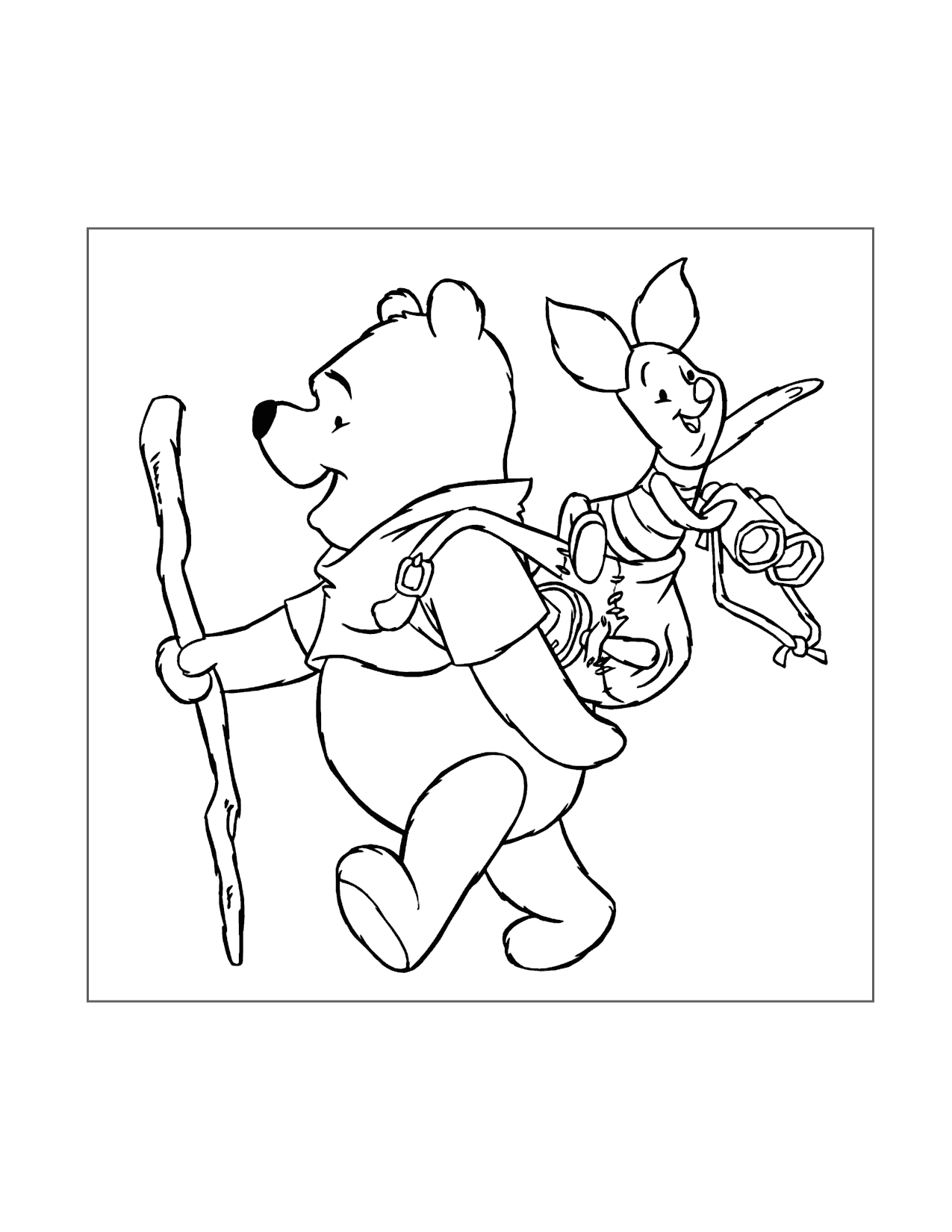 Pooh And Piglet On A Hike Coloring Pag