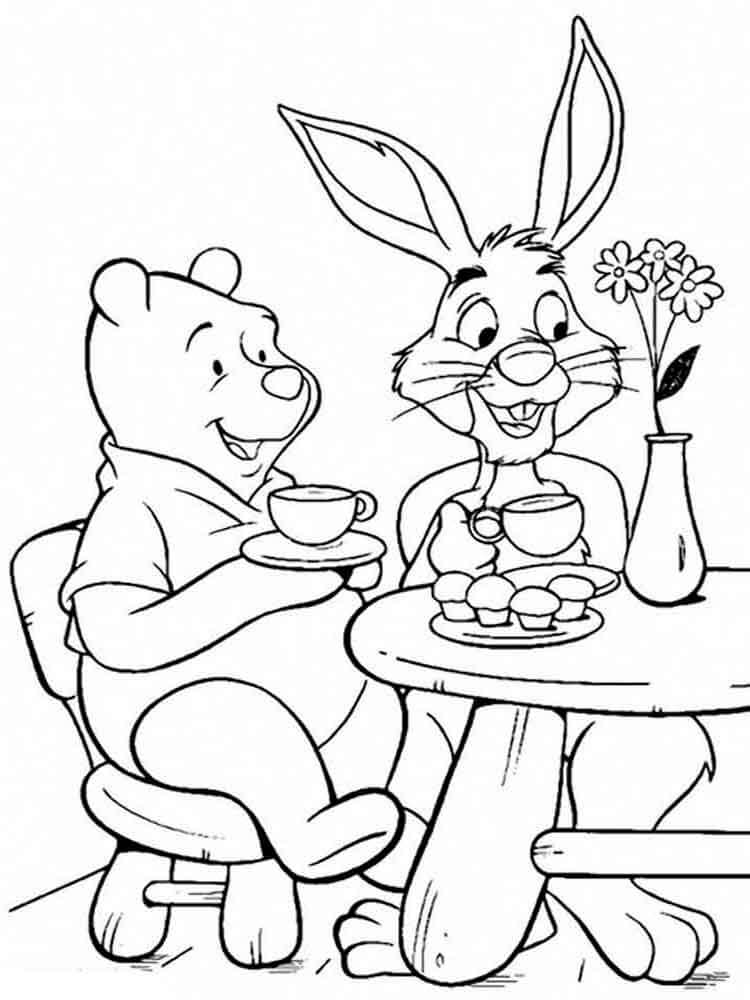 Pooh And Rabbits Lunch Coloring Page