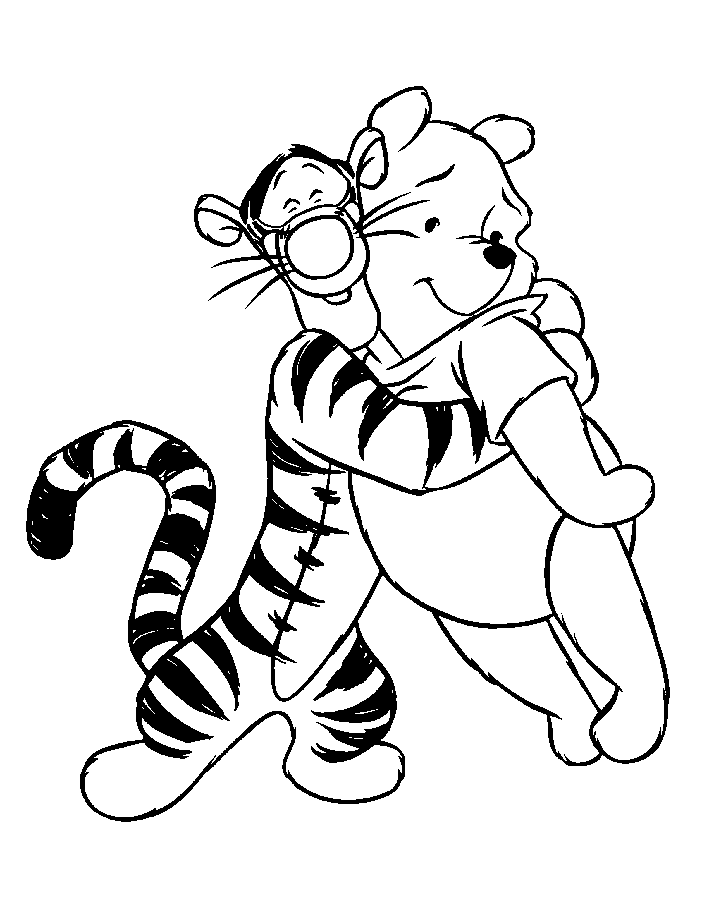 Pooh And Tigger Are Friends Coloring Page