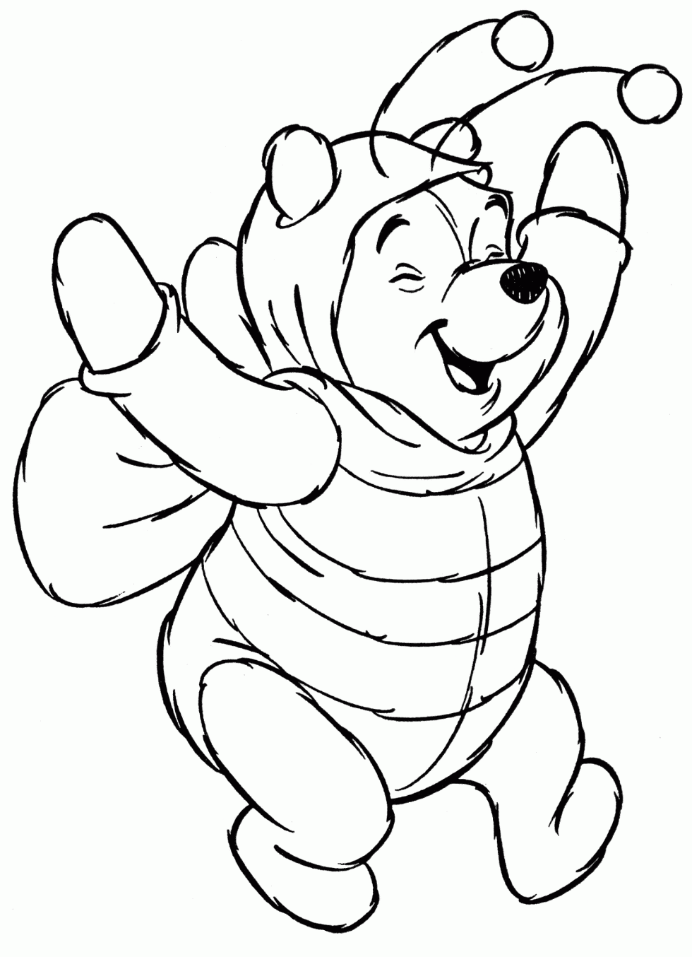 Poohs Bee Costume Coloring Page