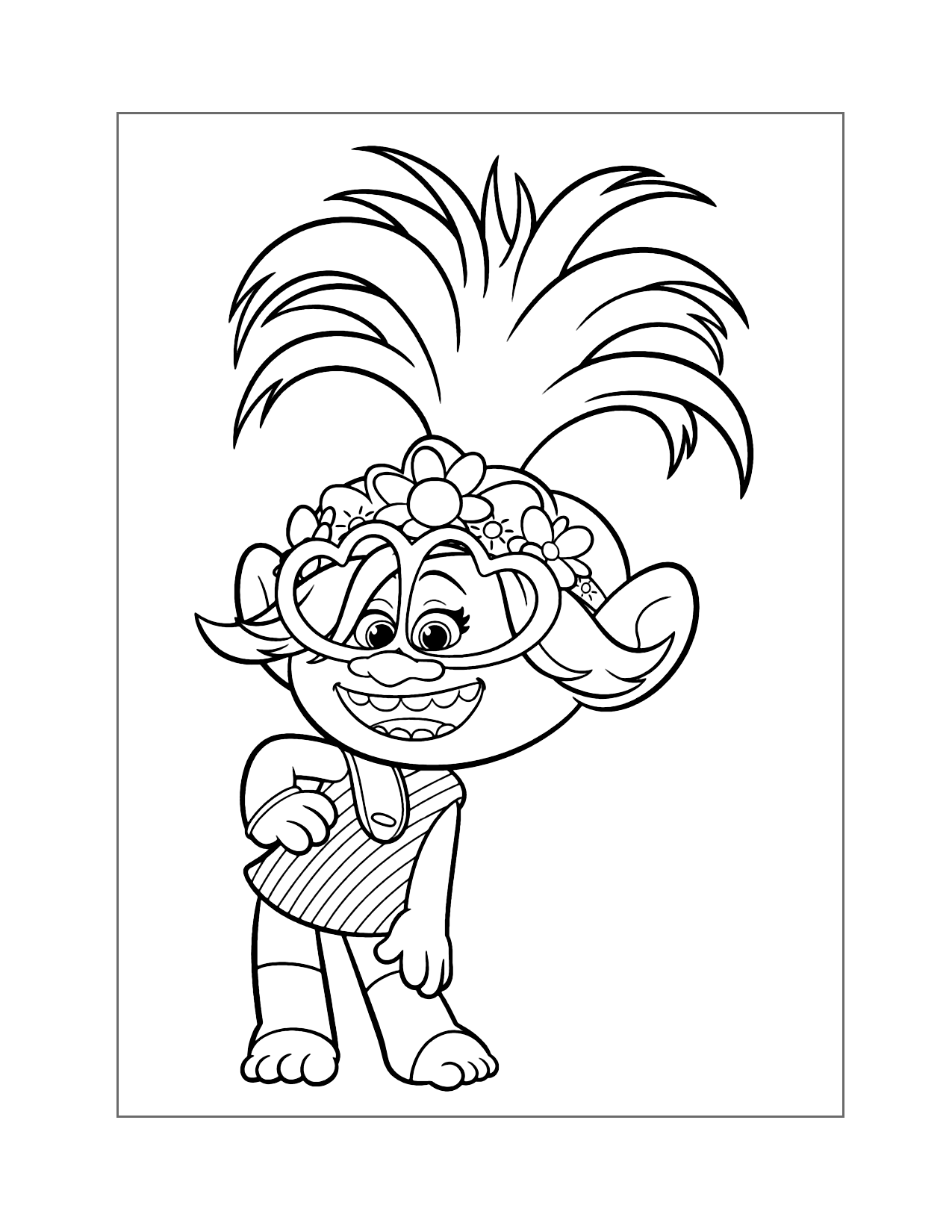 Poppy In Heart Glasses Trolls Coloring Page