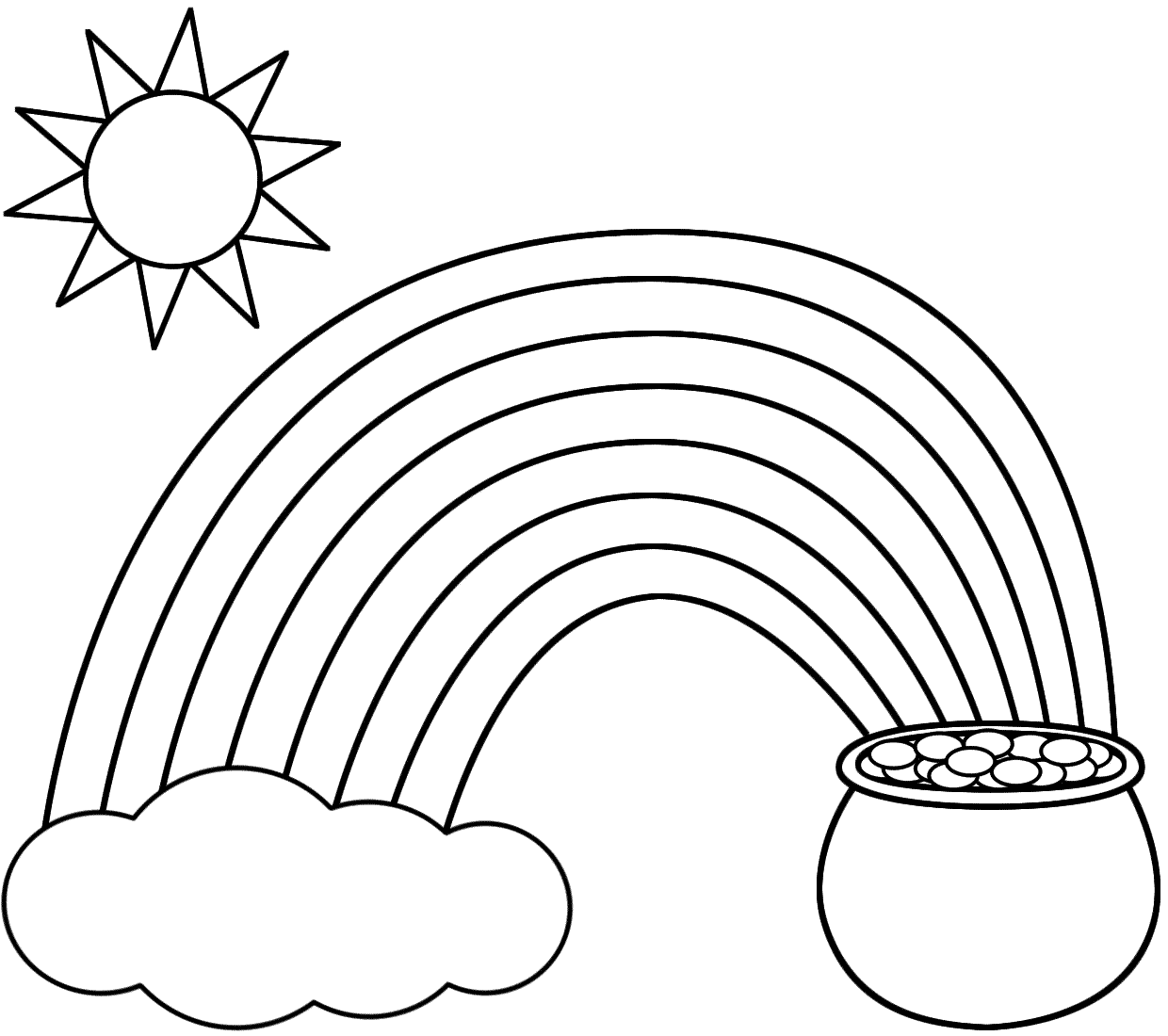 Pot of Gold Rainbow Coloring Page