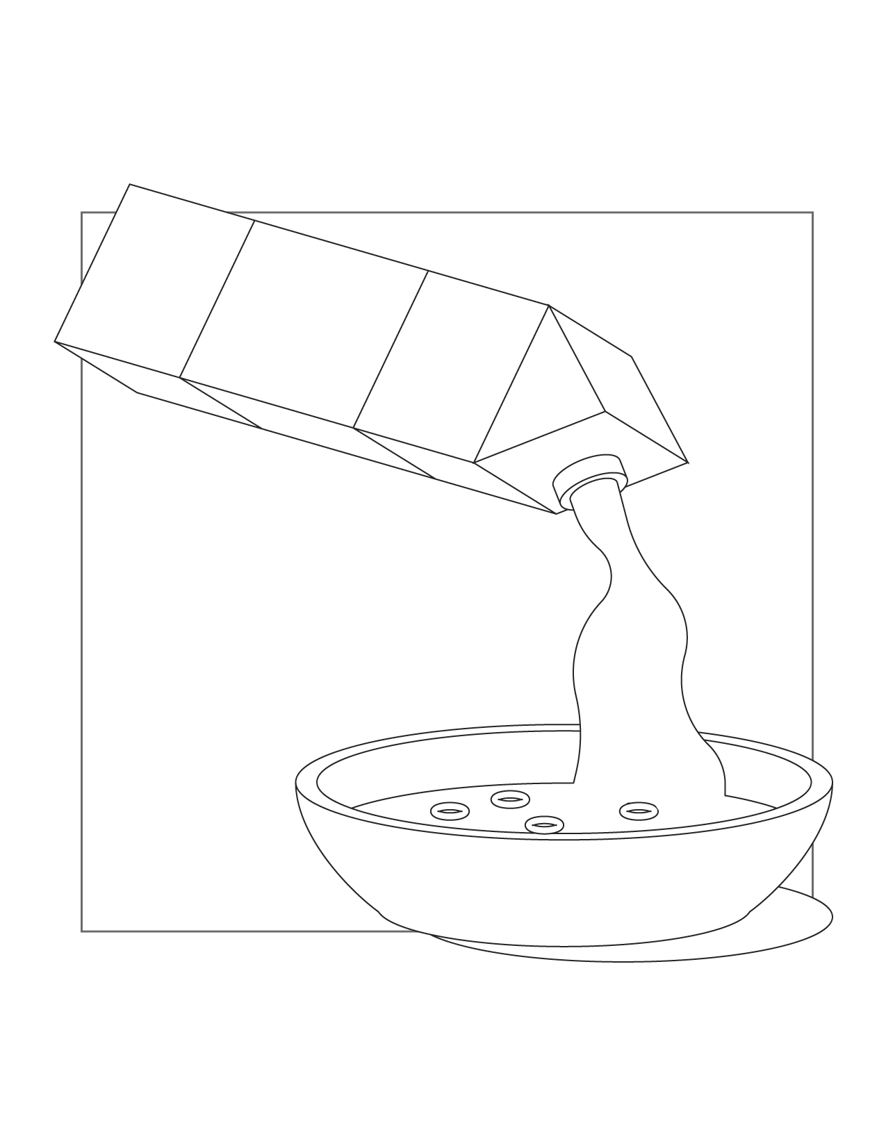 Pouring Milk Into Cereal Coloring Page