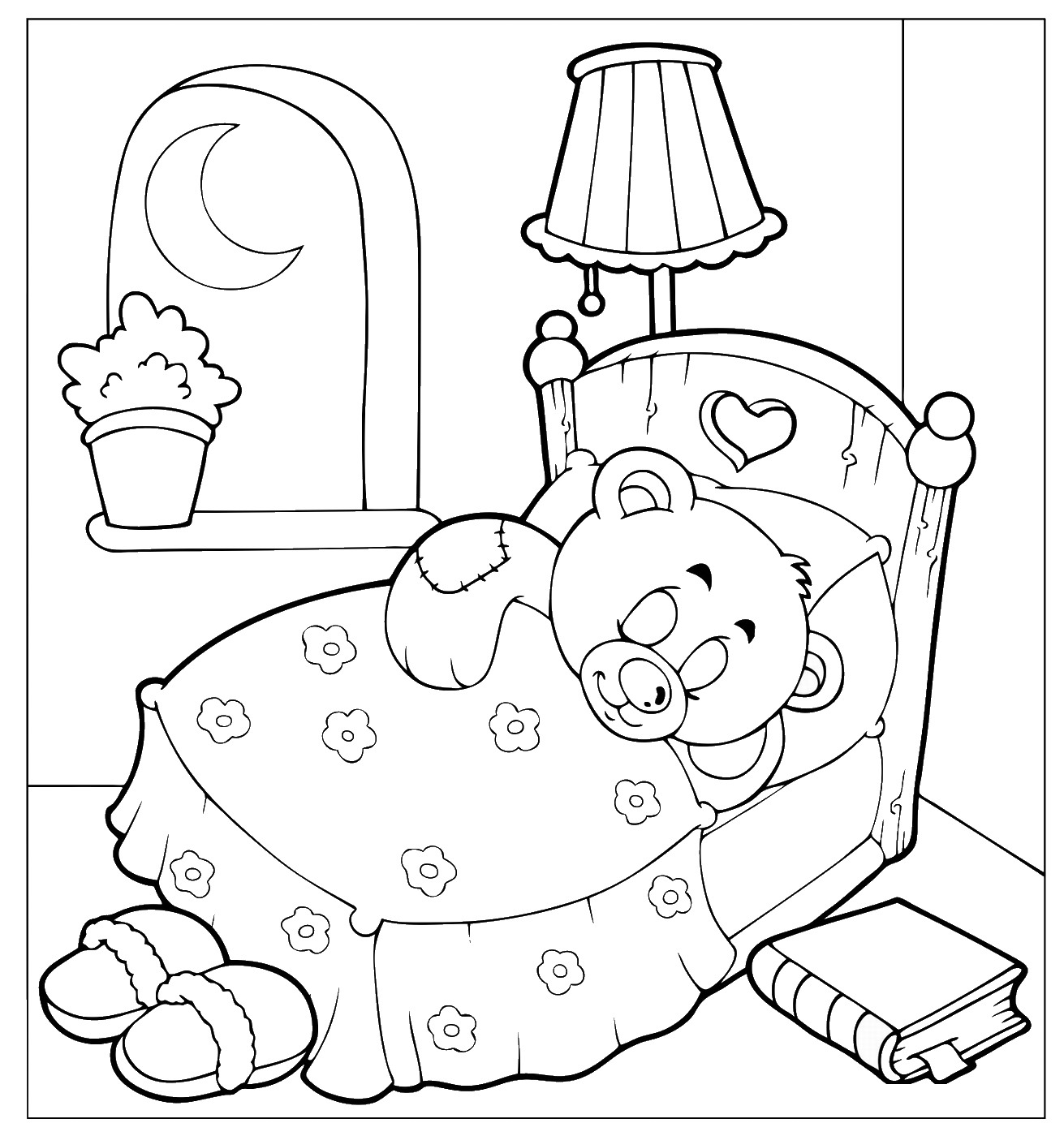 Preschool Coloring Pages Sleeping Bear