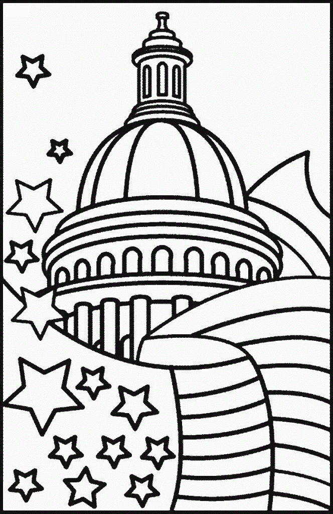 Presidents Day Capitol Building Coloring Page