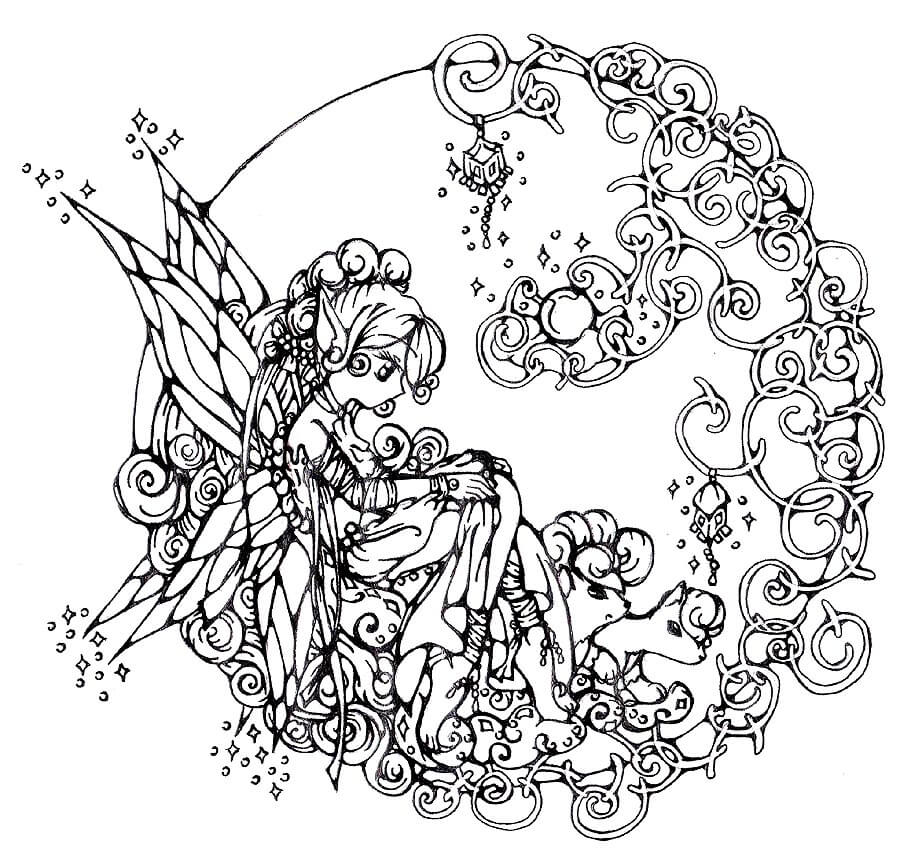 Pretty Cartoon Fairy Coloring Pages
