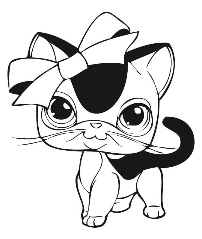 Pretty Cat LPS Coloring Page