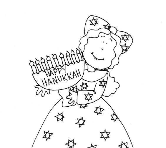 Pretty Girl Happy Hanukkah Coloring Page