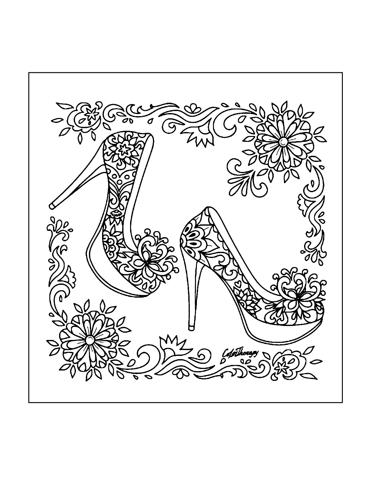 Pretty High Heel Shoes Coloring Page
