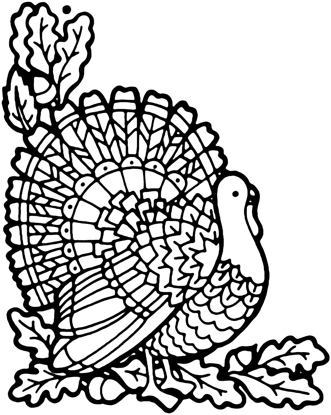 Pretty Pattern Turkey Coloring Page
