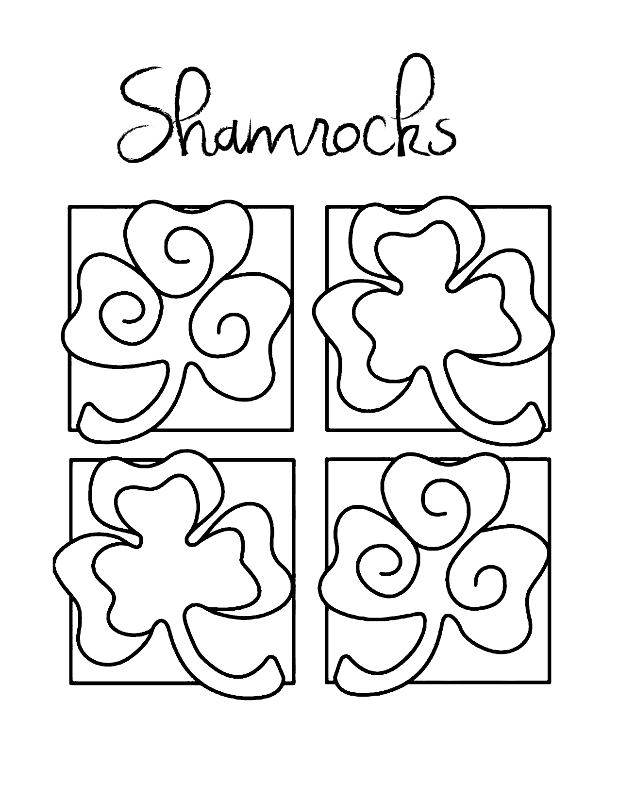Pretty Shamrocks Coloring Page