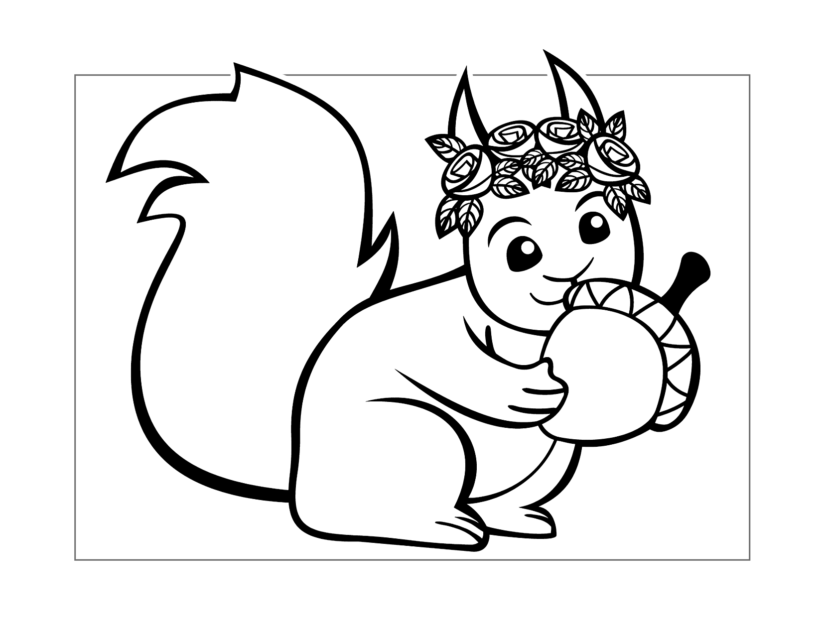 Pretty Squirrel With Flower Headband Coloring Page